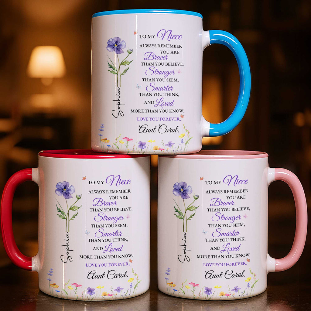Personalized Custom Accent Mug Birth Month Flower Gift for Niece Accent Mug GradoCreations