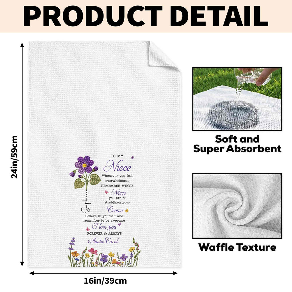 Personalized Kitchen Towel Custom Birth Flower Gift for Niece Kitchen Towel GradoCreations