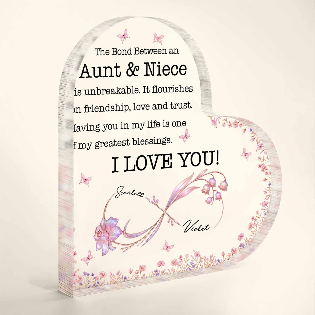 Personalized Heart Shaped Acrylic Plaque Gift for Aunt & Niece