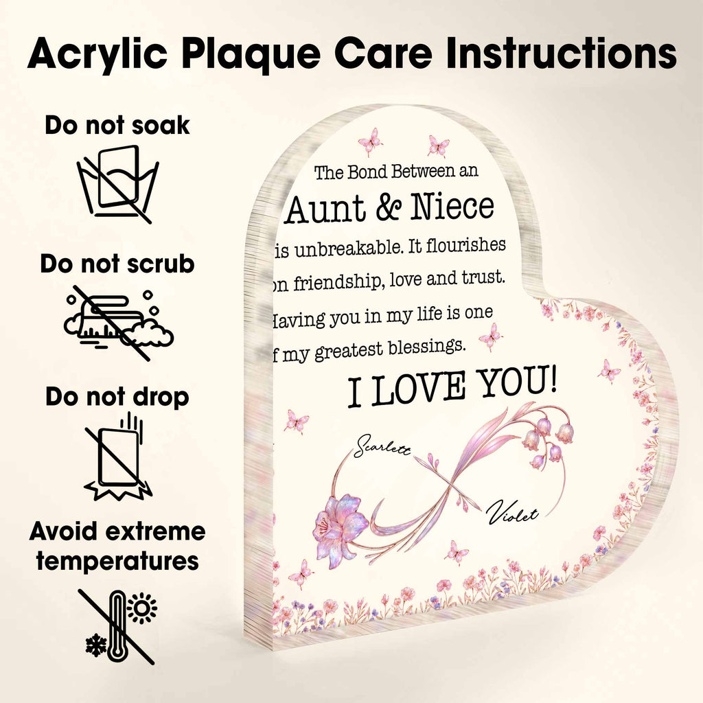Personalized Heart Shaped Acrylic Plaque Gift for Aunt & Niece