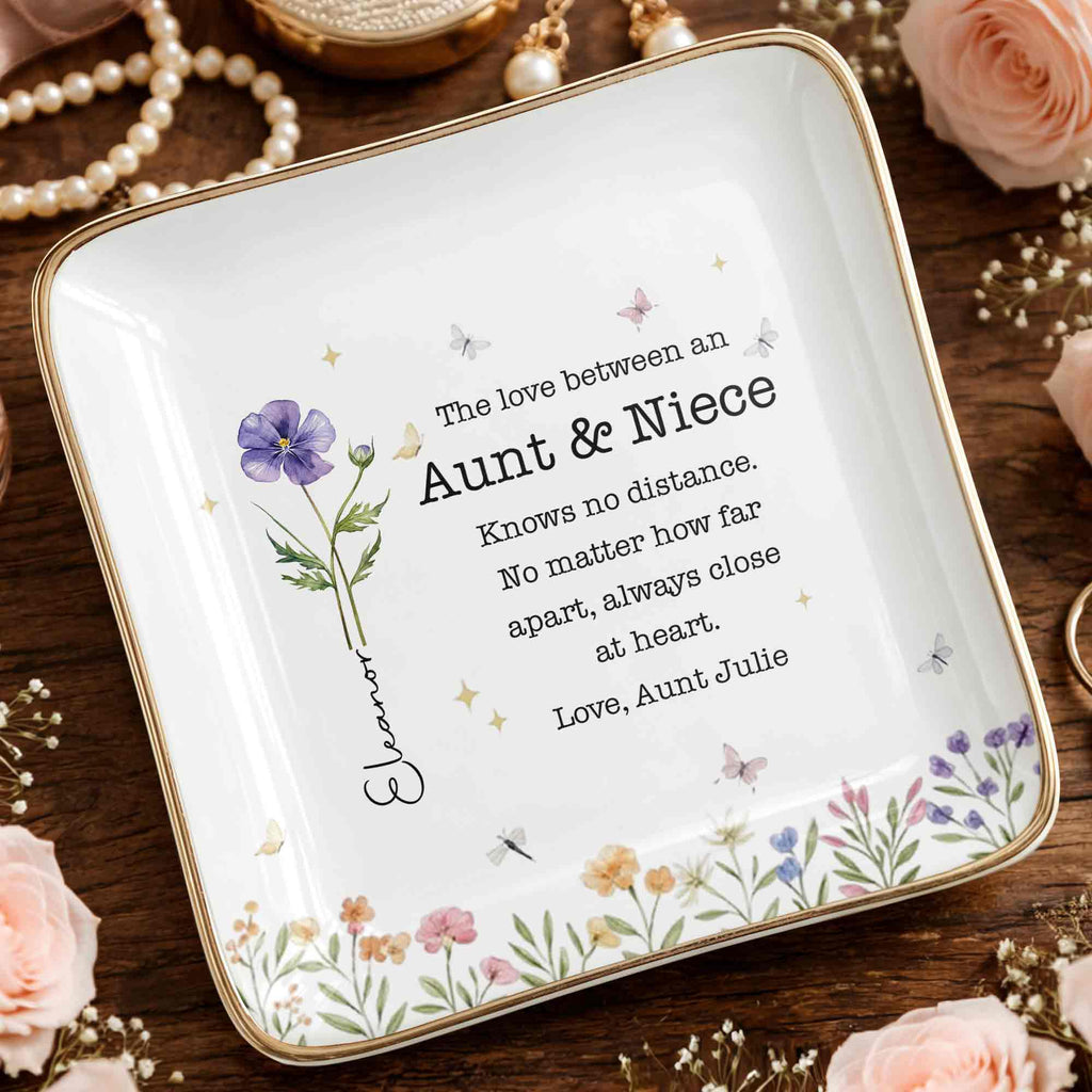 Personalized Ceramic Jewelry Dish Custom Aunt Niece Gift