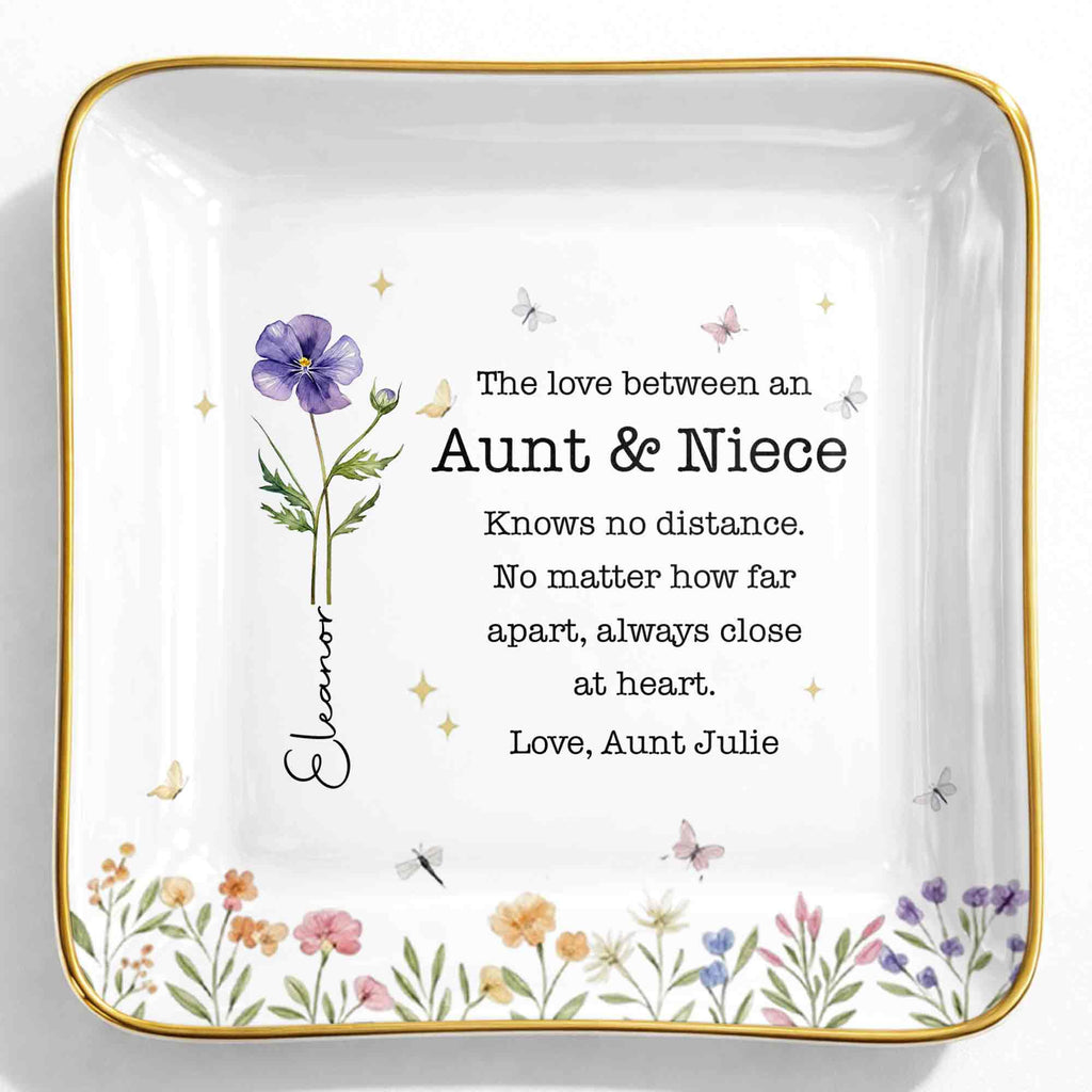 Personalized Ceramic Jewelry Dish Custom Aunt Niece Gift