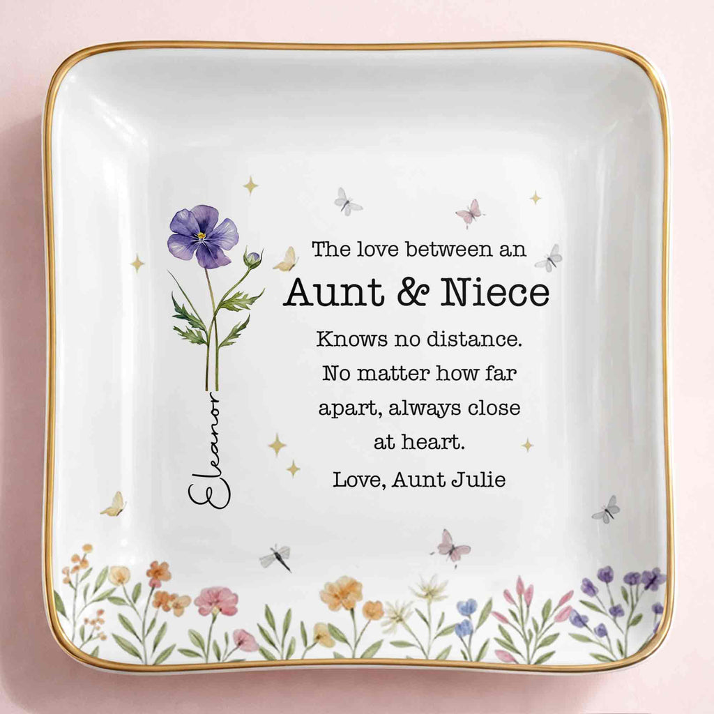 Personalized Ceramic Jewelry Dish Custom Aunt Niece Gift