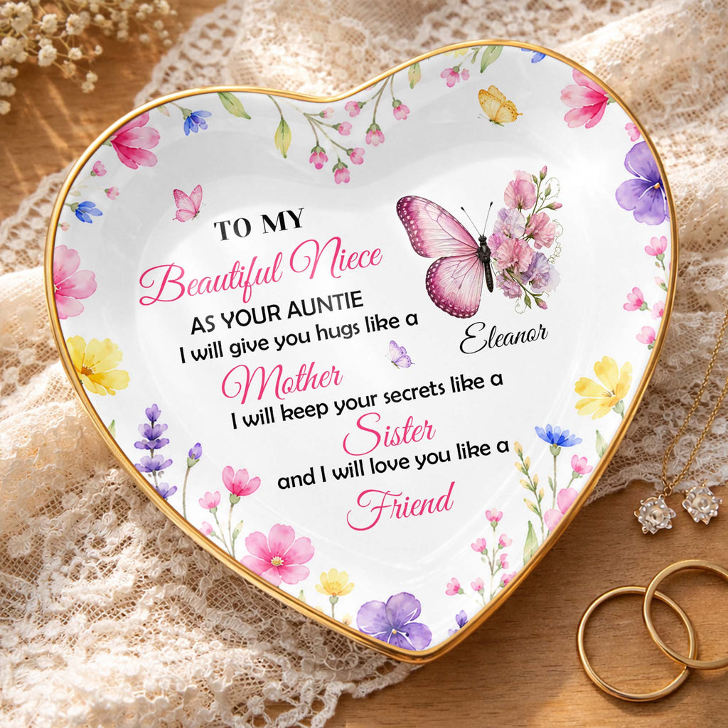 Personalized Heart Jewelry Dish Custom Name Gift for Niece Heart Jewelry Dish GradoCreations