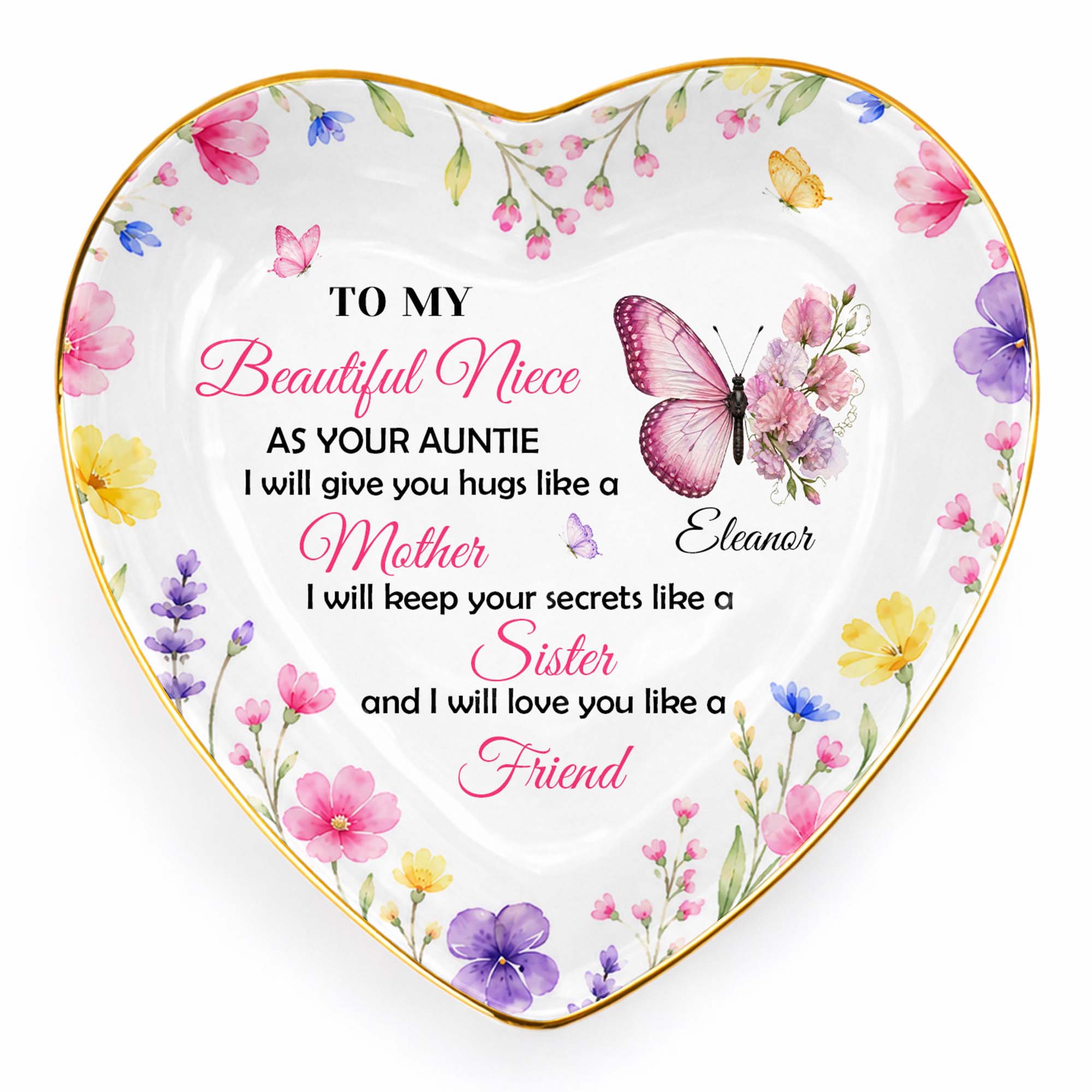 Personalized Heart Jewelry Dish Custom Name Gift for Niece Heart Jewelry Dish GradoCreations