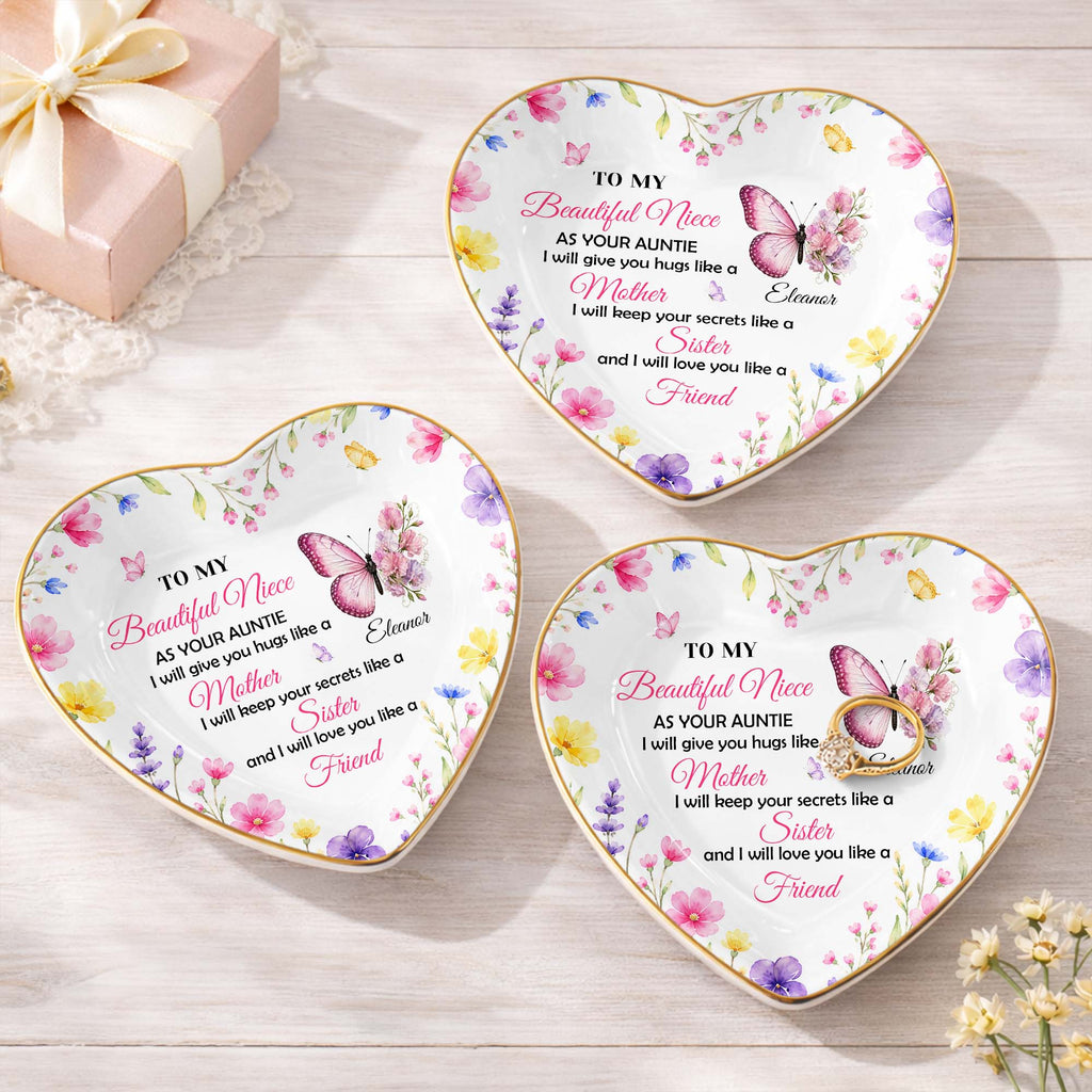 Personalized Heart Jewelry Dish Custom Name Gift for Niece Heart Jewelry Dish GradoCreations