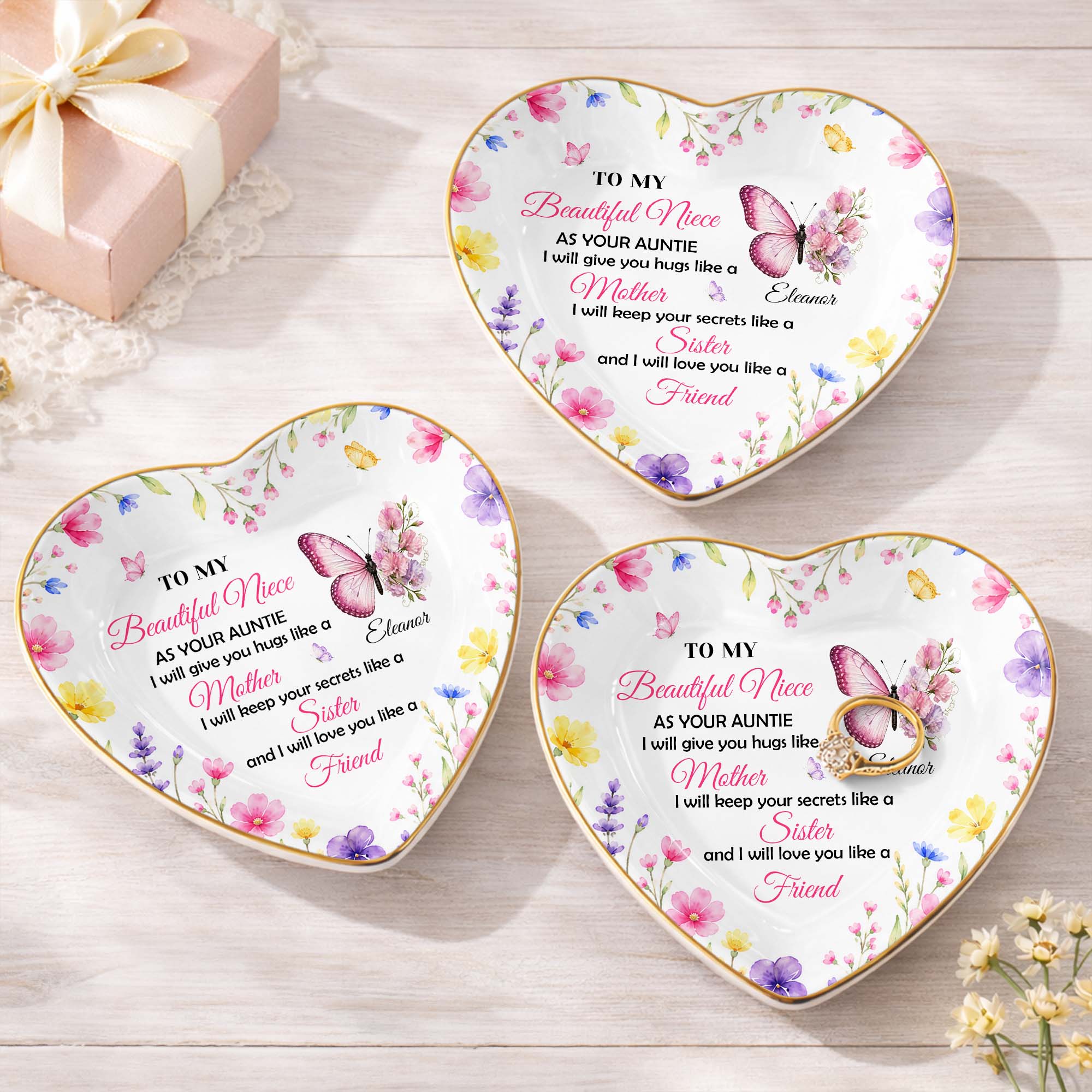 Personalized Heart Jewelry Dish Custom Name Gift for Niece Heart Jewelry Dish GradoCreations