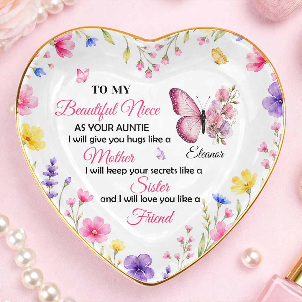 Personalized Heart Jewelry Dish Custom Name Gift for Niece Heart Jewelry Dish GradoCreations