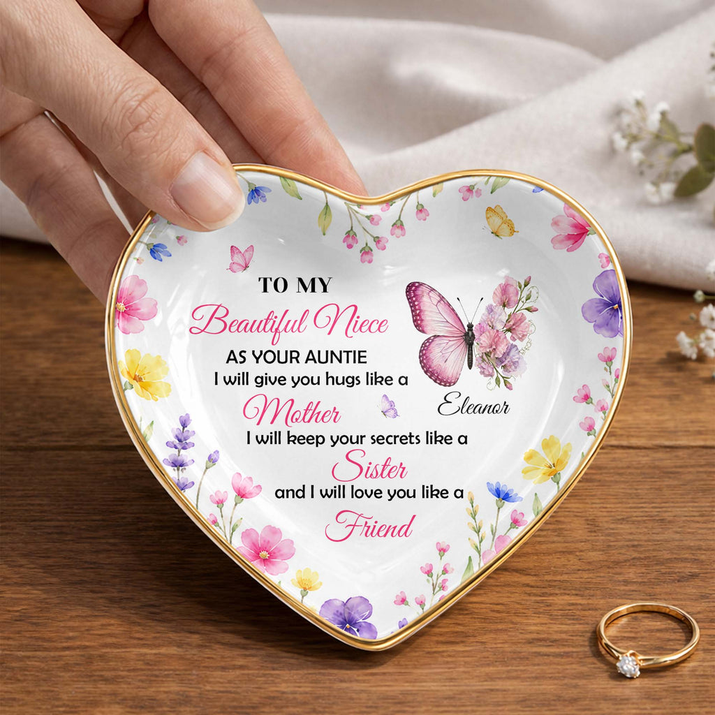 Personalized Heart Jewelry Dish Custom Name Gift for Niece Heart Jewelry Dish GradoCreations