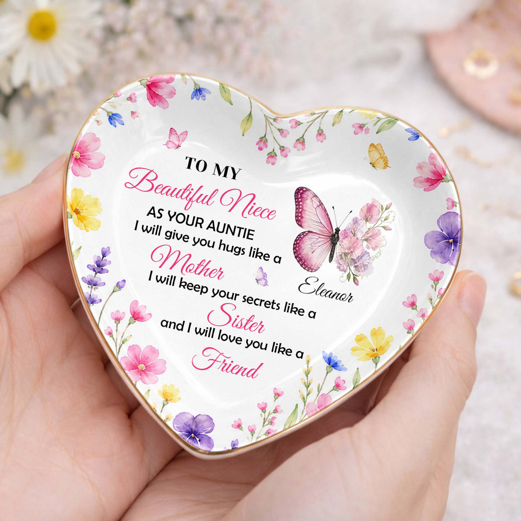 Personalized Heart Jewelry Dish Custom Name Gift for Niece Heart Jewelry Dish GradoCreations
