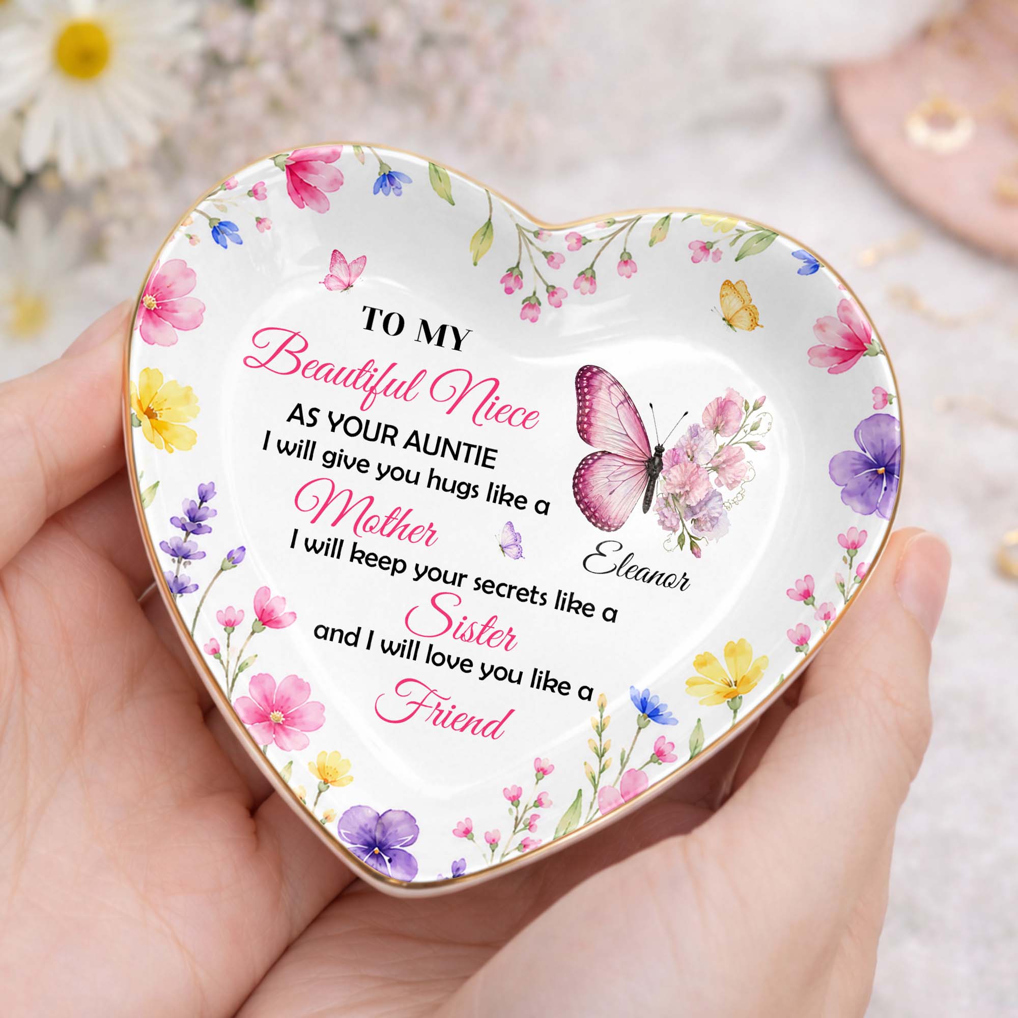 Personalized Heart Jewelry Dish Custom Name Gift for Niece Heart Jewelry Dish GradoCreations