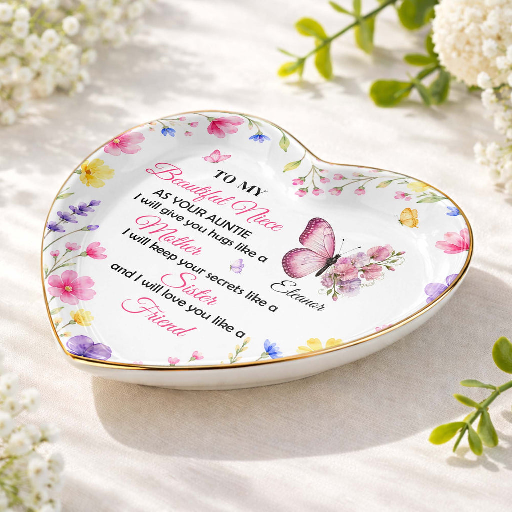 Personalized Heart Jewelry Dish Custom Name Gift for Niece Heart Jewelry Dish GradoCreations