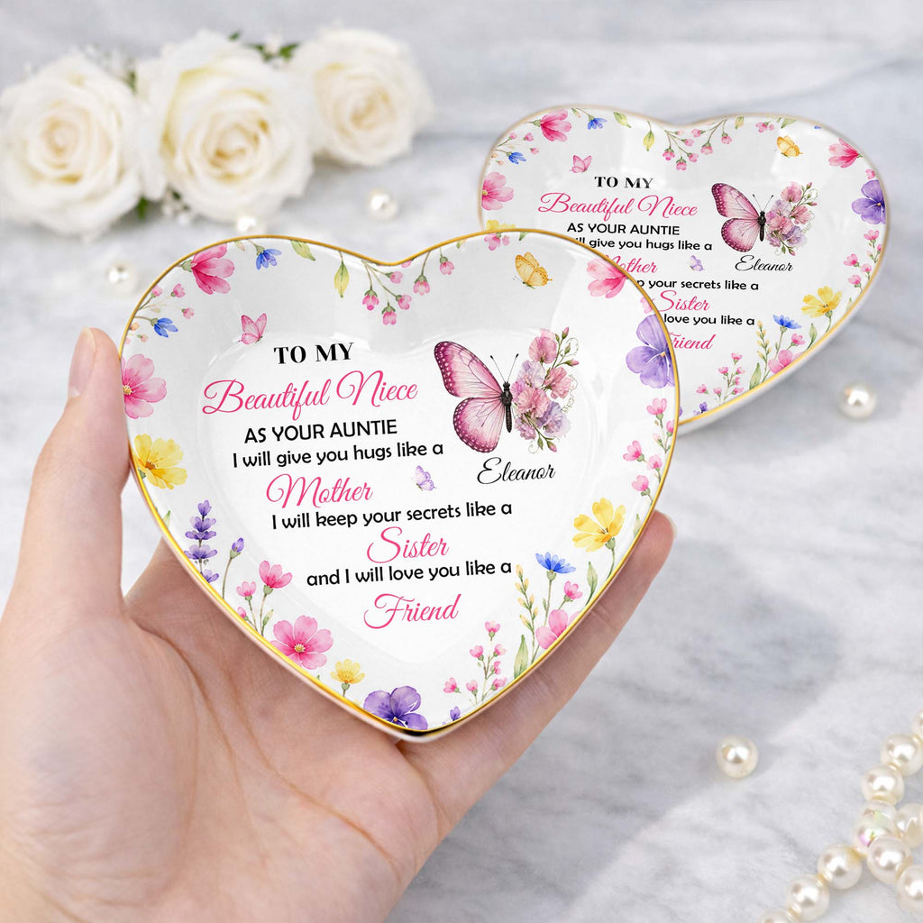 Personalized Heart Jewelry Dish Custom Name Gift for Niece Heart Jewelry Dish GradoCreations