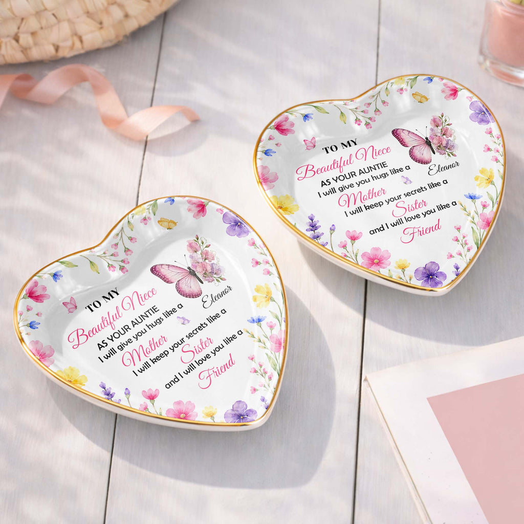 Personalized Heart Jewelry Dish Custom Name Gift for Niece Heart Jewelry Dish GradoCreations