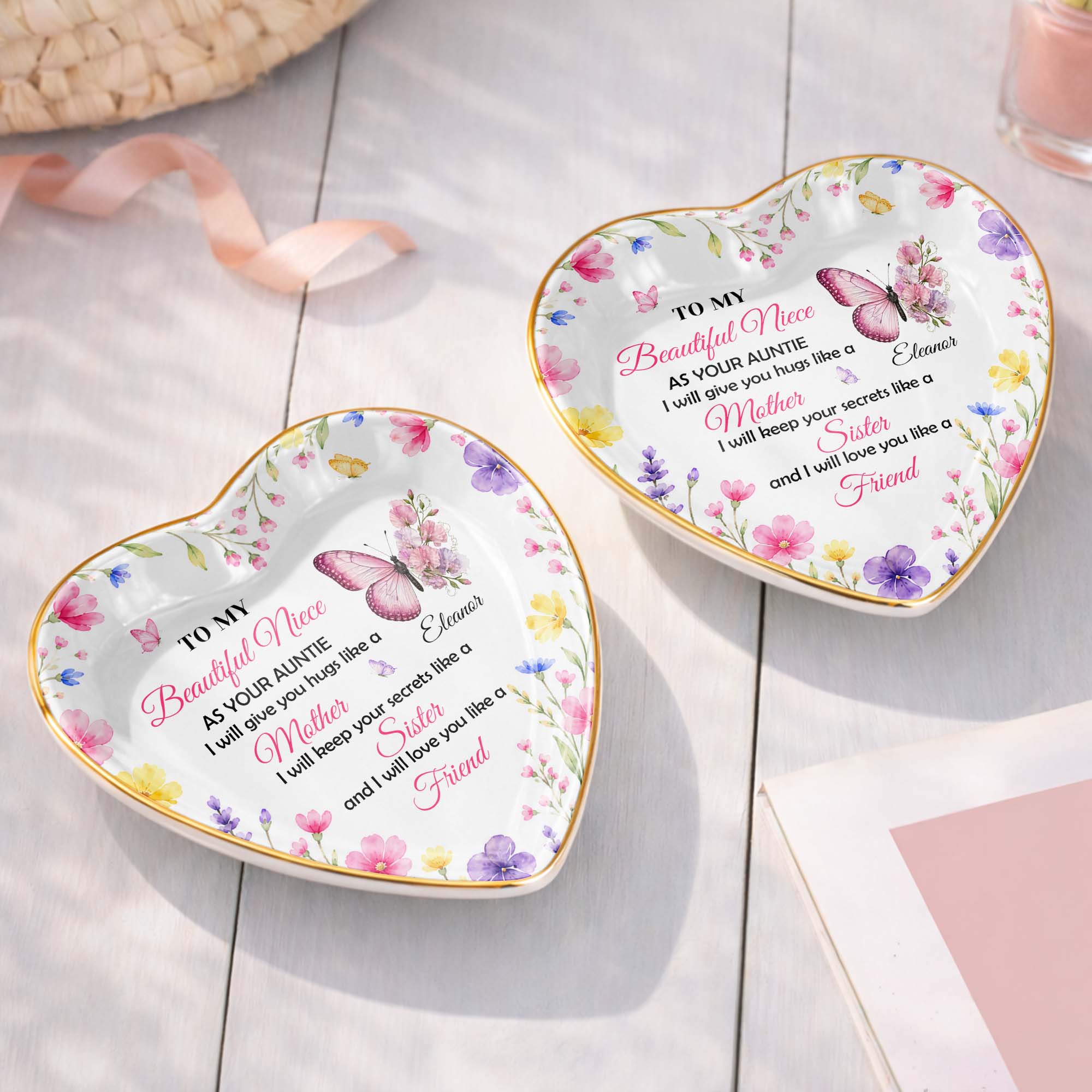 Personalized Heart Jewelry Dish Custom Name Gift for Niece Heart Jewelry Dish GradoCreations