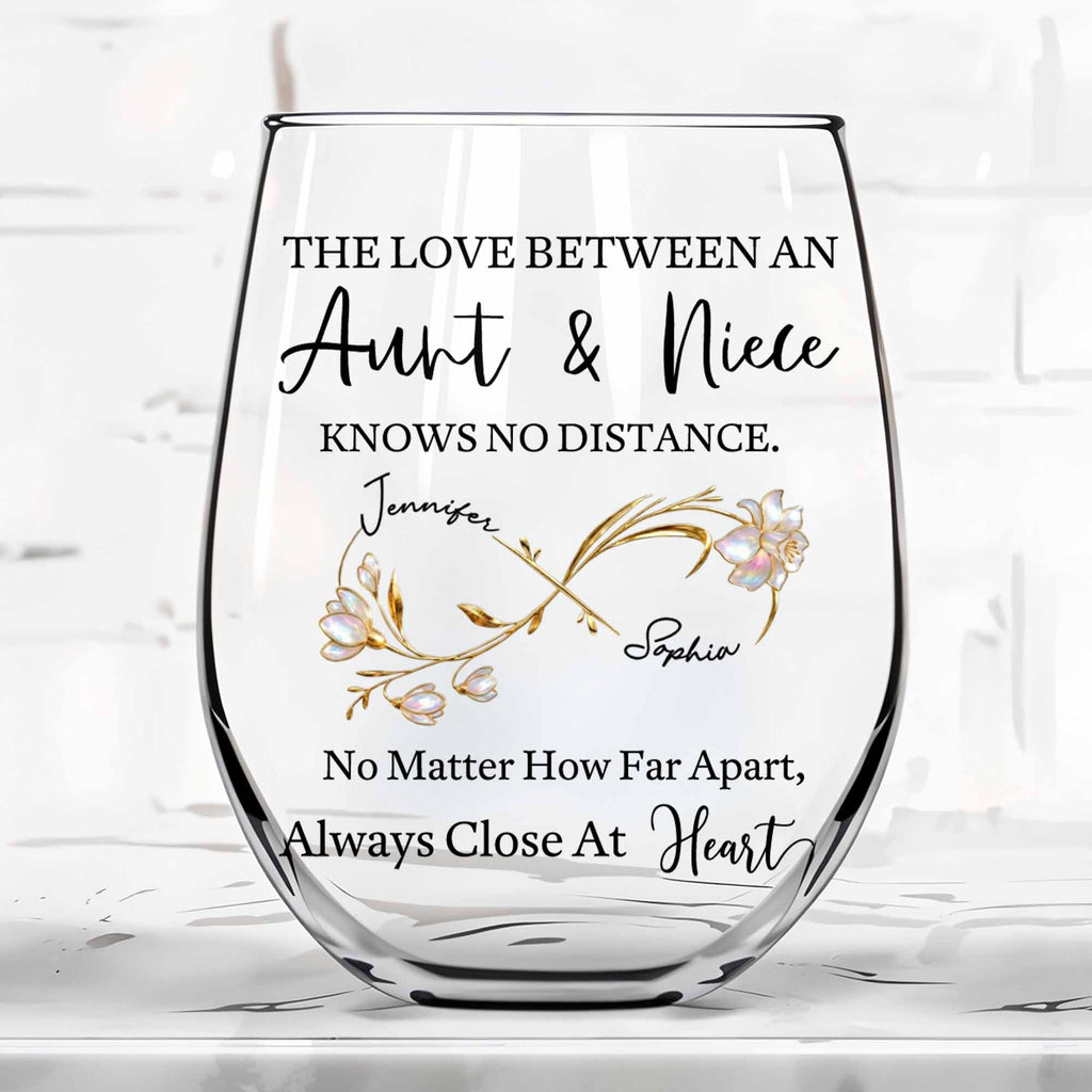 Personalized Stemless Wine Glass Birth Month Flowers Gift for Niece