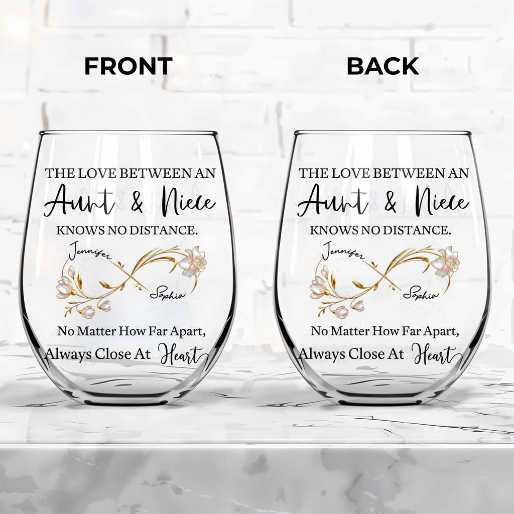 Personalized Stemless Wine Glass Birth Month Flowers Gift for Niece