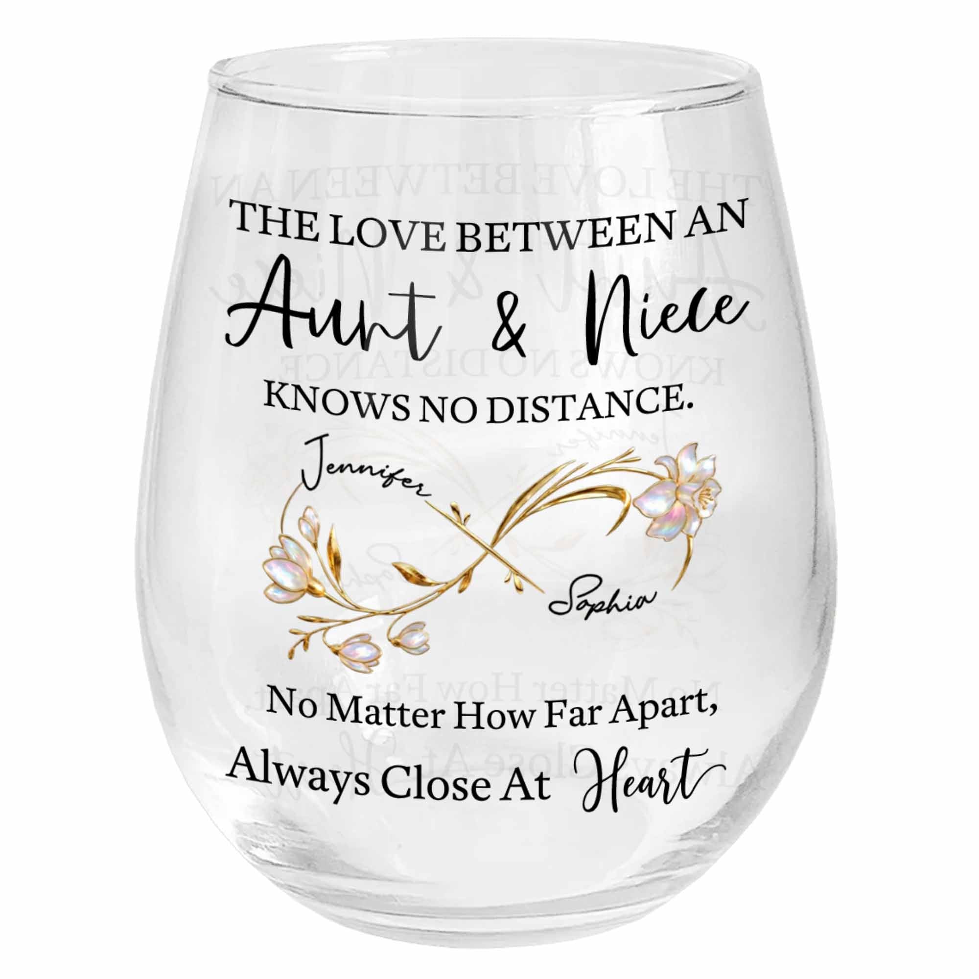 Personalized Stemless Wine Glass Birth Month Flowers Gift for Niece