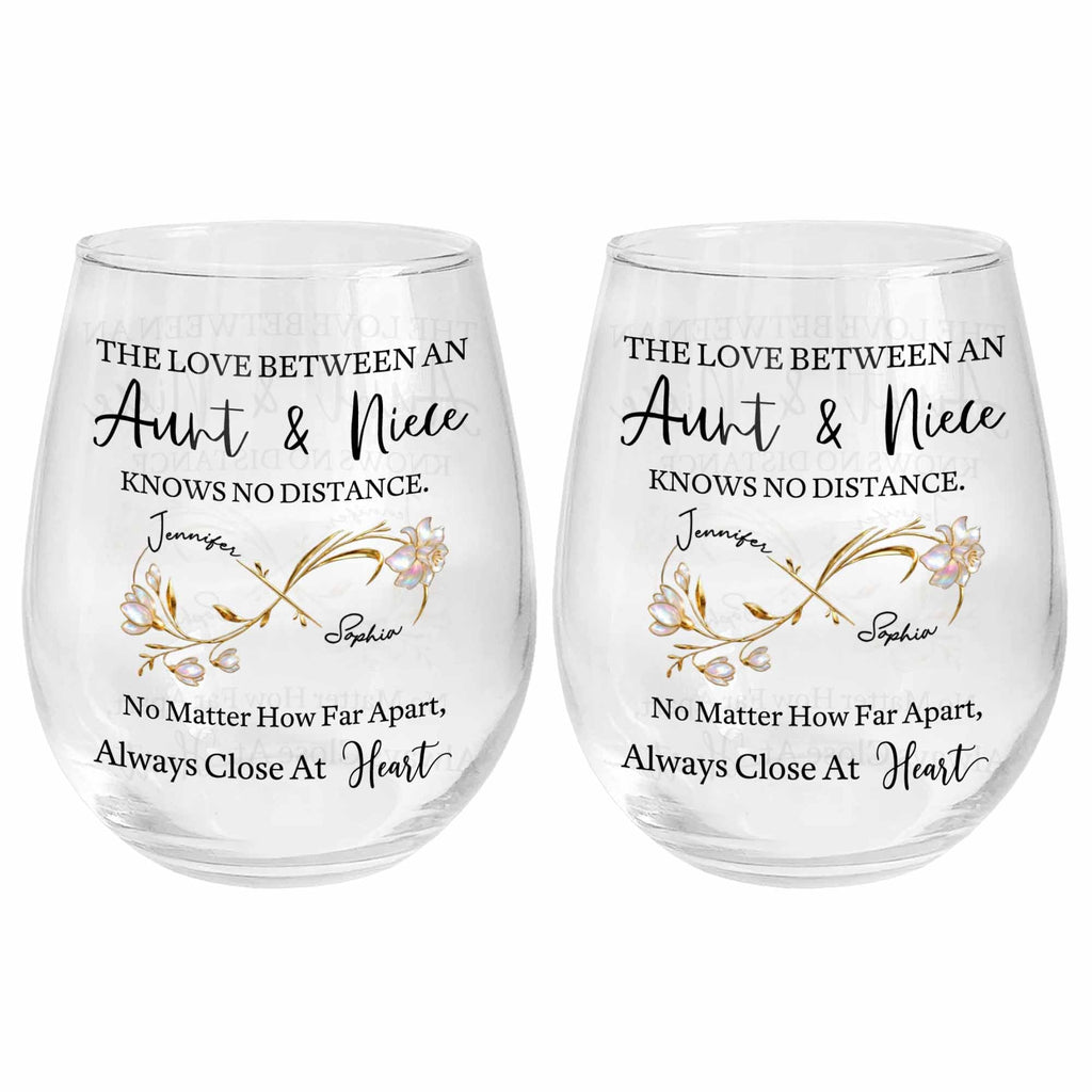 Personalized Stemless Wine Glass Birth Month Flowers Gift for Niece