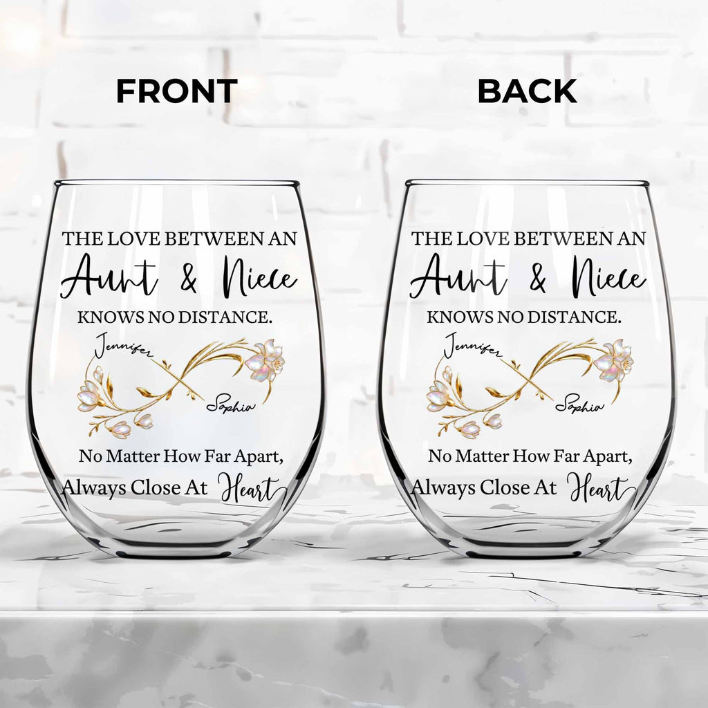 Personalized Stemless Wine Glass Birth Month Flowers Gift for Niece