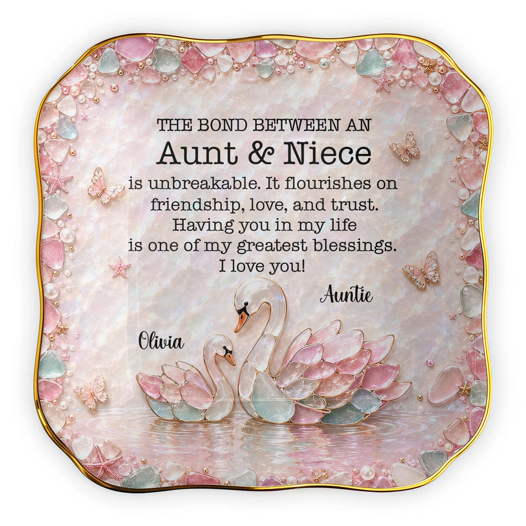 Personalized Ceramic Lace Jewelry Dish Custom Name Gift for Niece Lace Square Jewelry Dish GradoCreations