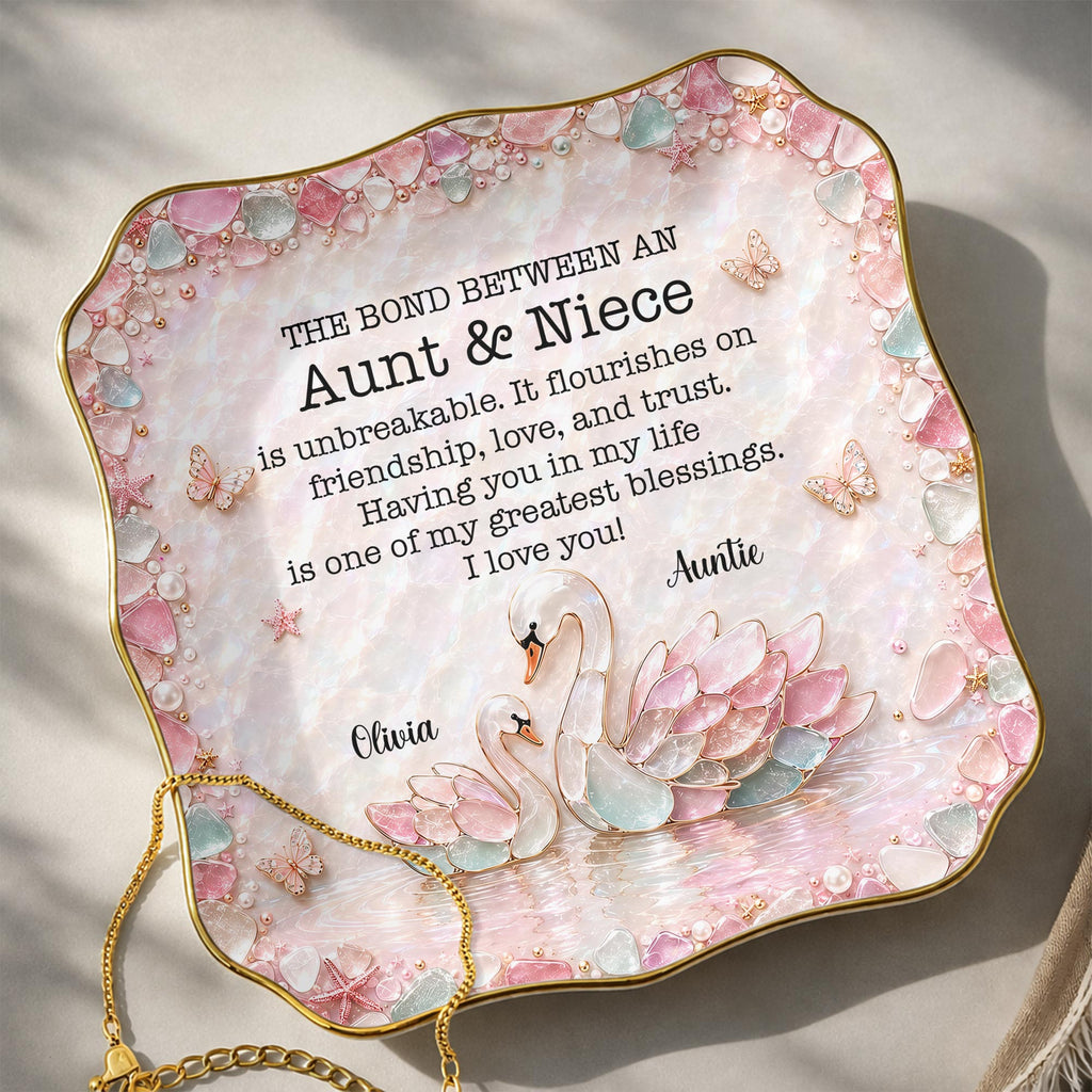 Personalized Ceramic Lace Jewelry Dish Custom Name Gift for Niece Lace Square Jewelry Dish GradoCreations