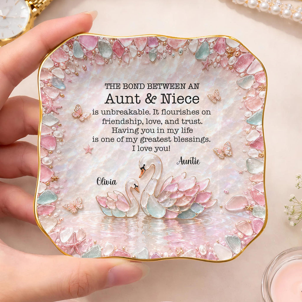 Personalized Ceramic Lace Jewelry Dish Custom Name Gift for Niece Lace Square Jewelry Dish GradoCreations