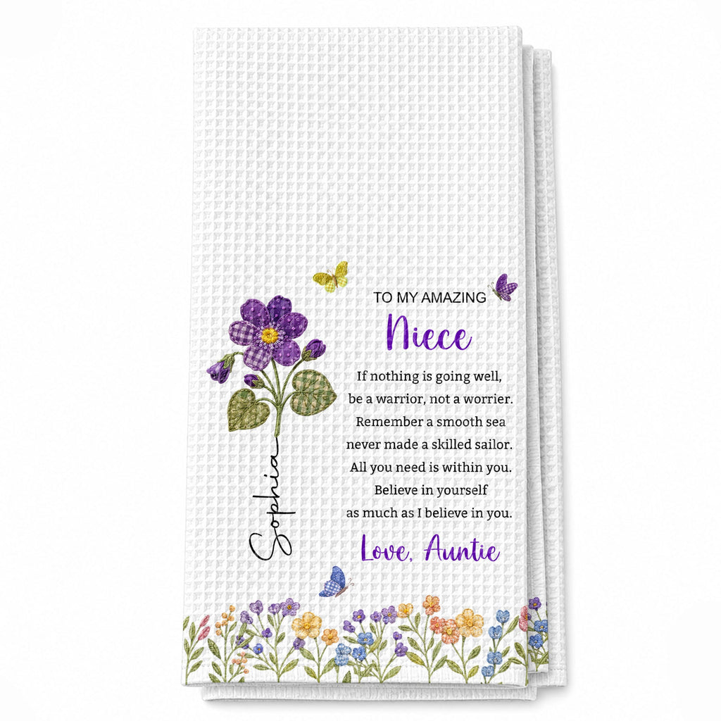 Personalized Kitchen Towel Custom Gift for Niece with Flowers Kitchen Towel GradoCreations