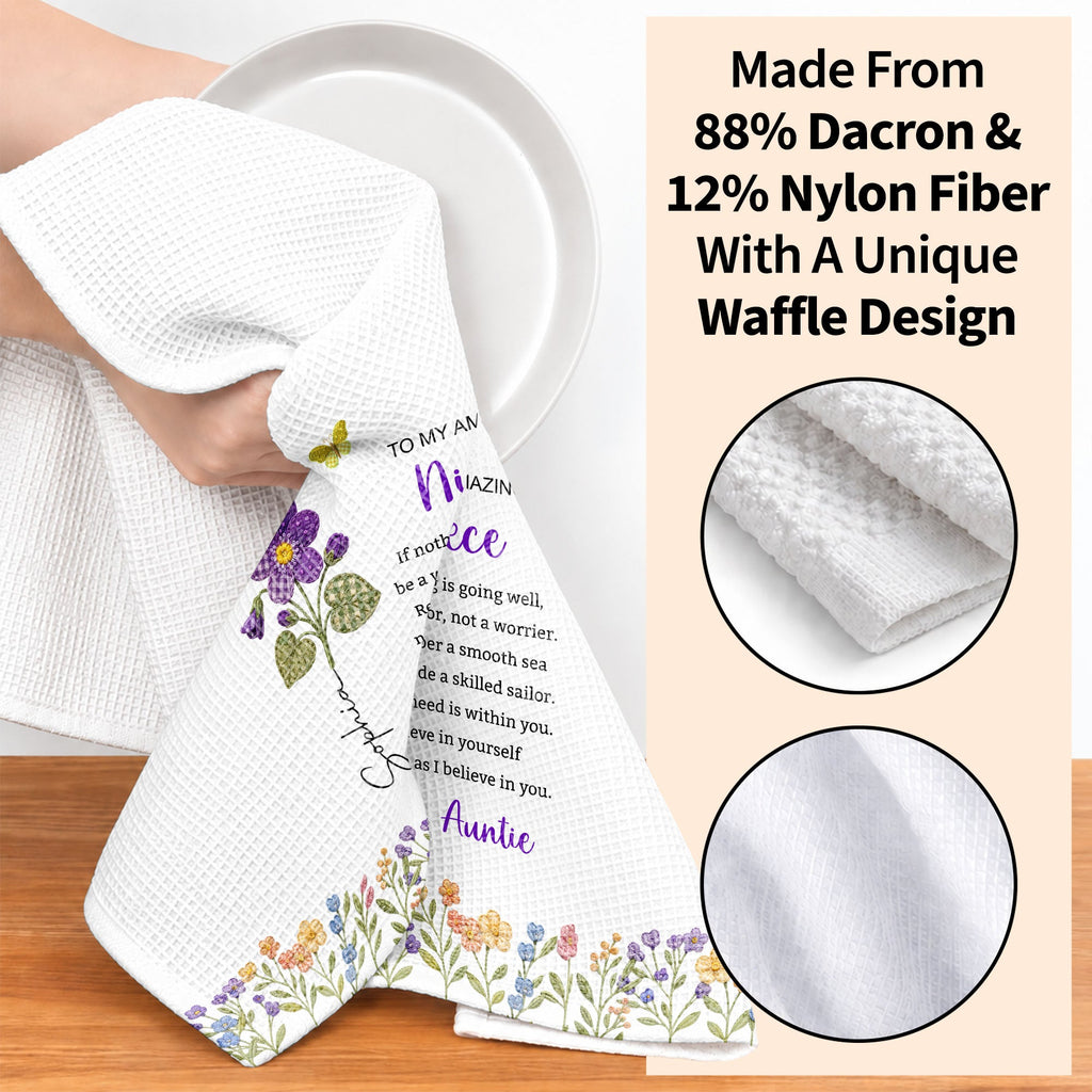 Personalized Kitchen Towel Custom Gift for Niece with Flowers Kitchen Towel GradoCreations
