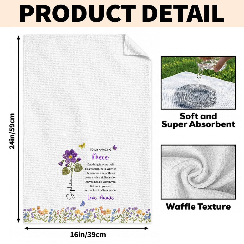 Personalized Kitchen Towel Custom Gift for Niece with Flowers Kitchen Towel GradoCreations