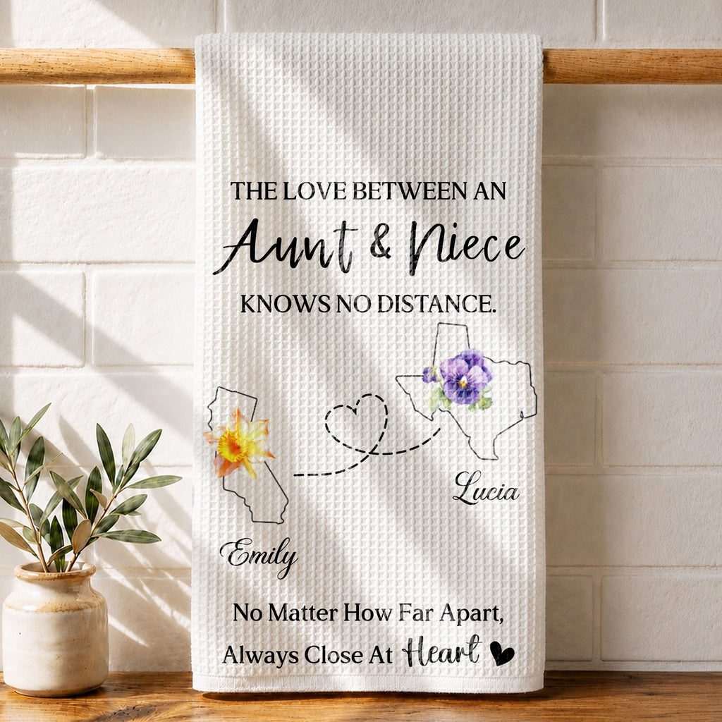 Personalized Kitchen Towel Custom Aunt Niece Gift Idea Flowers Kitchen Towel GradoCreations
