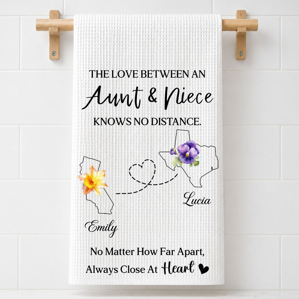 Personalized Kitchen Towel Custom Aunt Niece Gift Idea Flowers Kitchen Towel GradoCreations