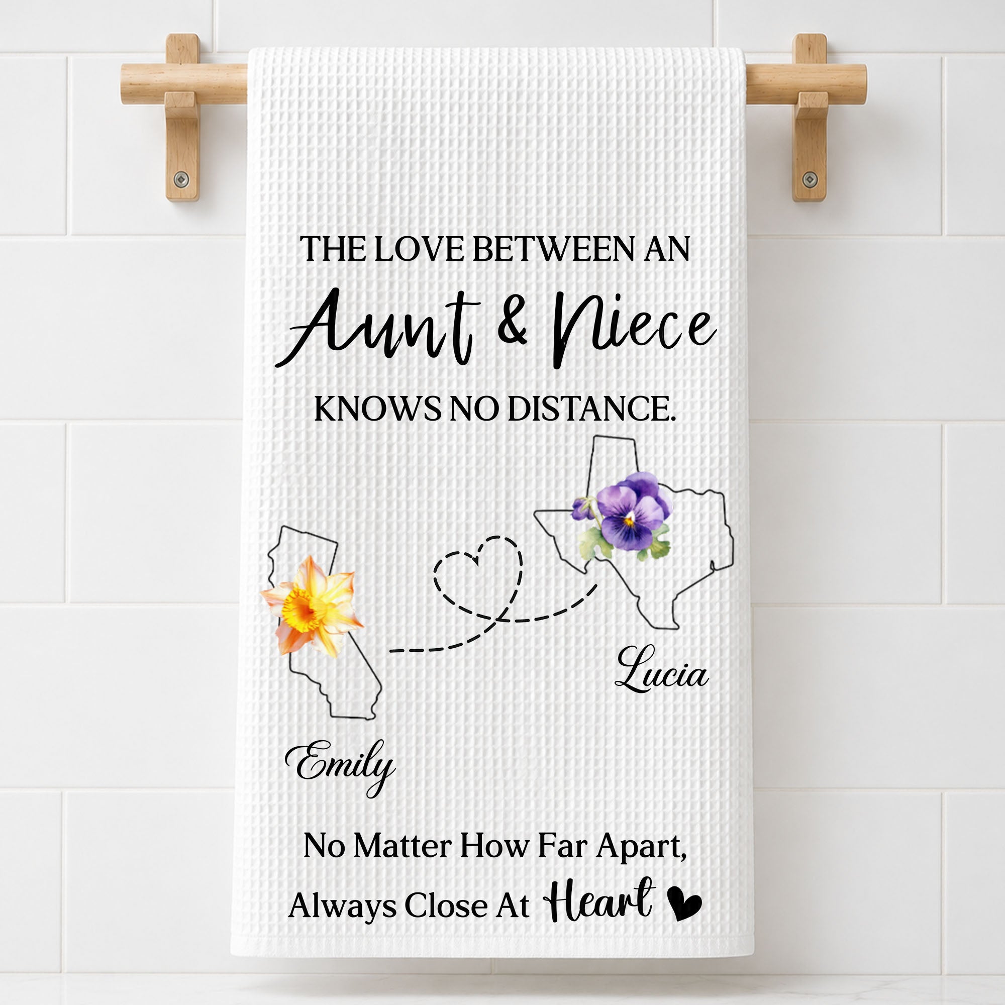 Personalized Kitchen Towel Custom Aunt Niece Gift Idea Flowers Kitchen Towel GradoCreations