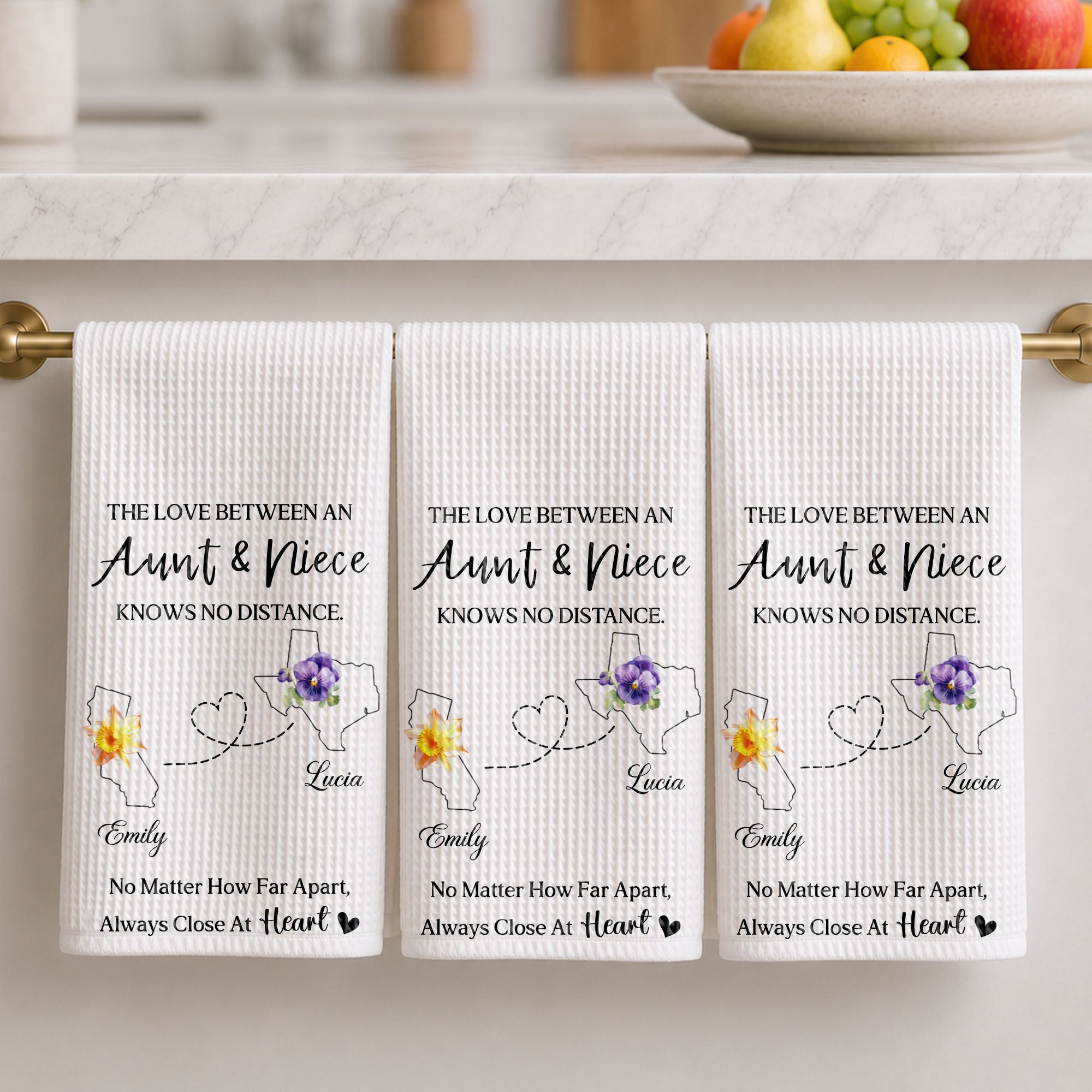 Personalized Kitchen Towel Custom Aunt Niece Gift Idea Flowers Kitchen Towel GradoCreations