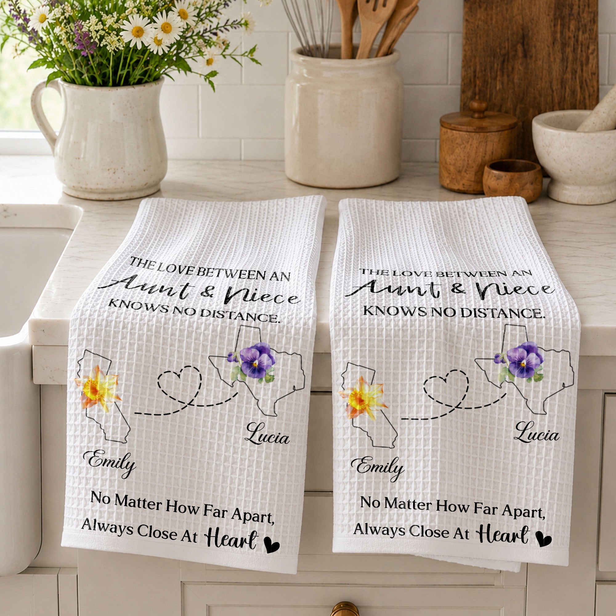 Personalized Kitchen Towel Custom Aunt Niece Gift Idea Flowers Kitchen Towel GradoCreations