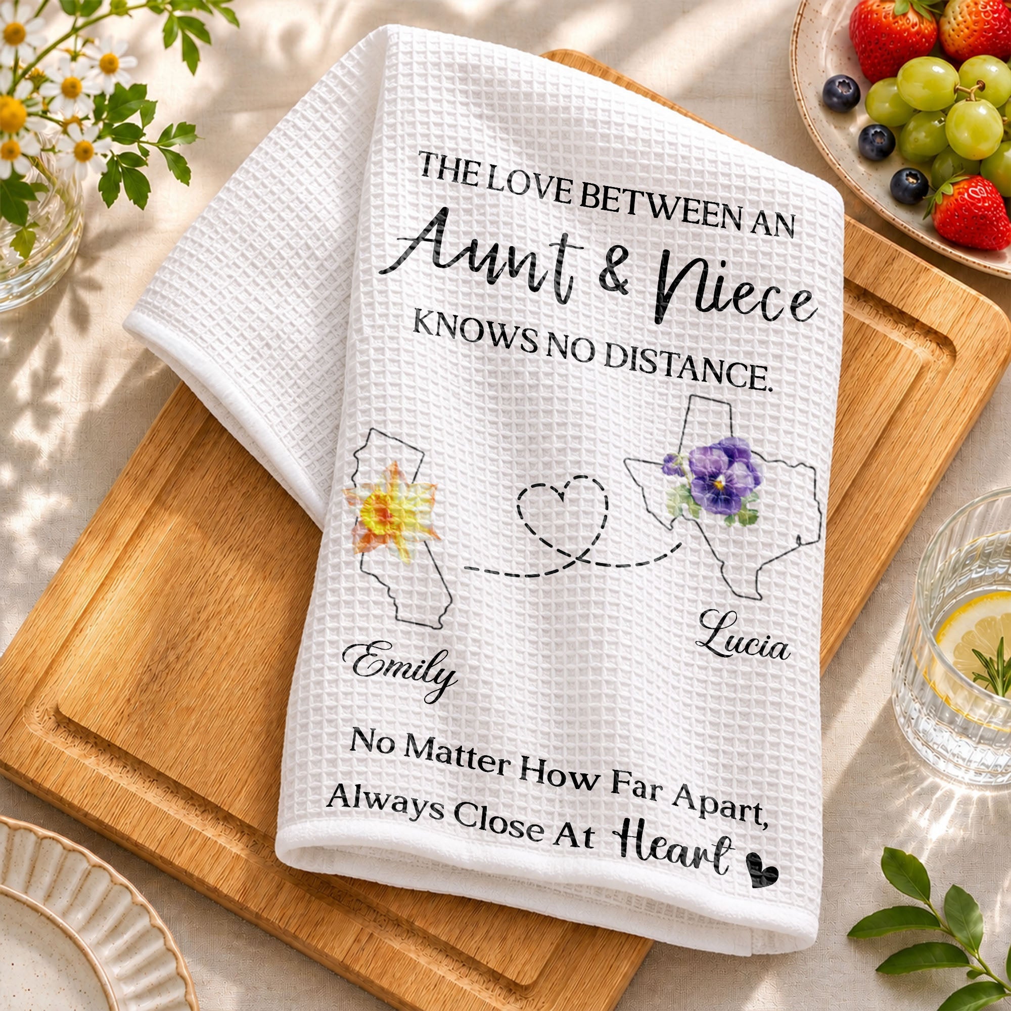 Personalized Kitchen Towel Custom Aunt Niece Gift Idea Flowers Kitchen Towel GradoCreations