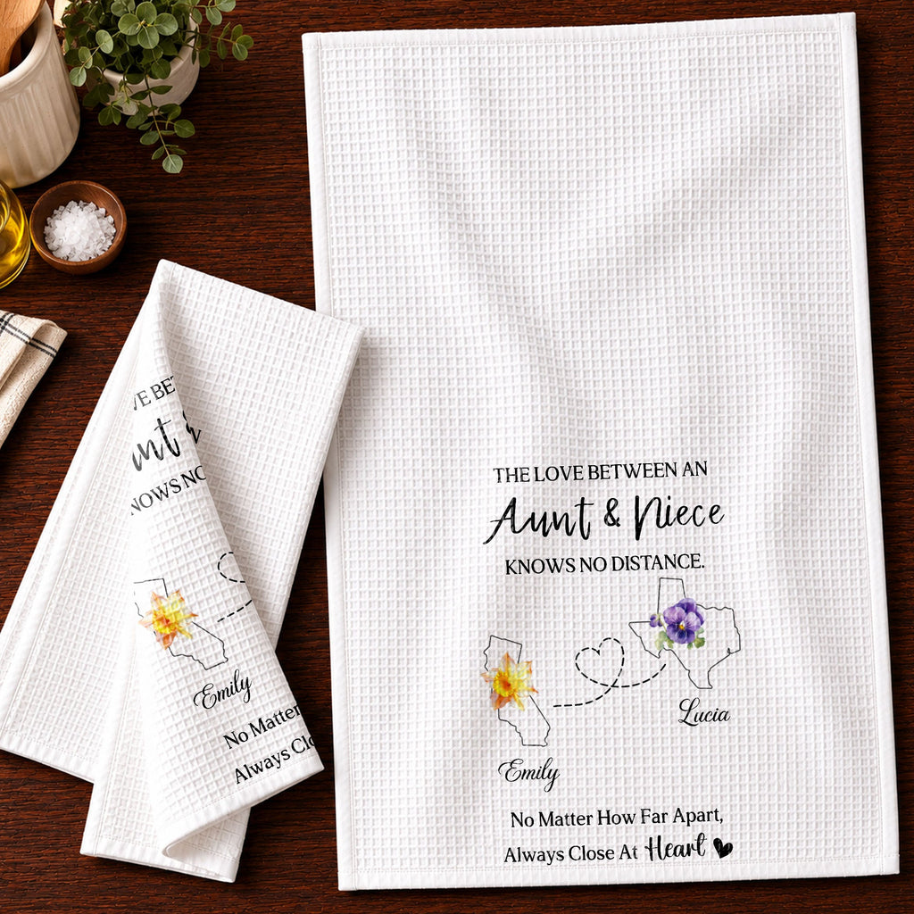 Personalized Kitchen Towel Custom Aunt Niece Gift Idea Flowers Kitchen Towel GradoCreations