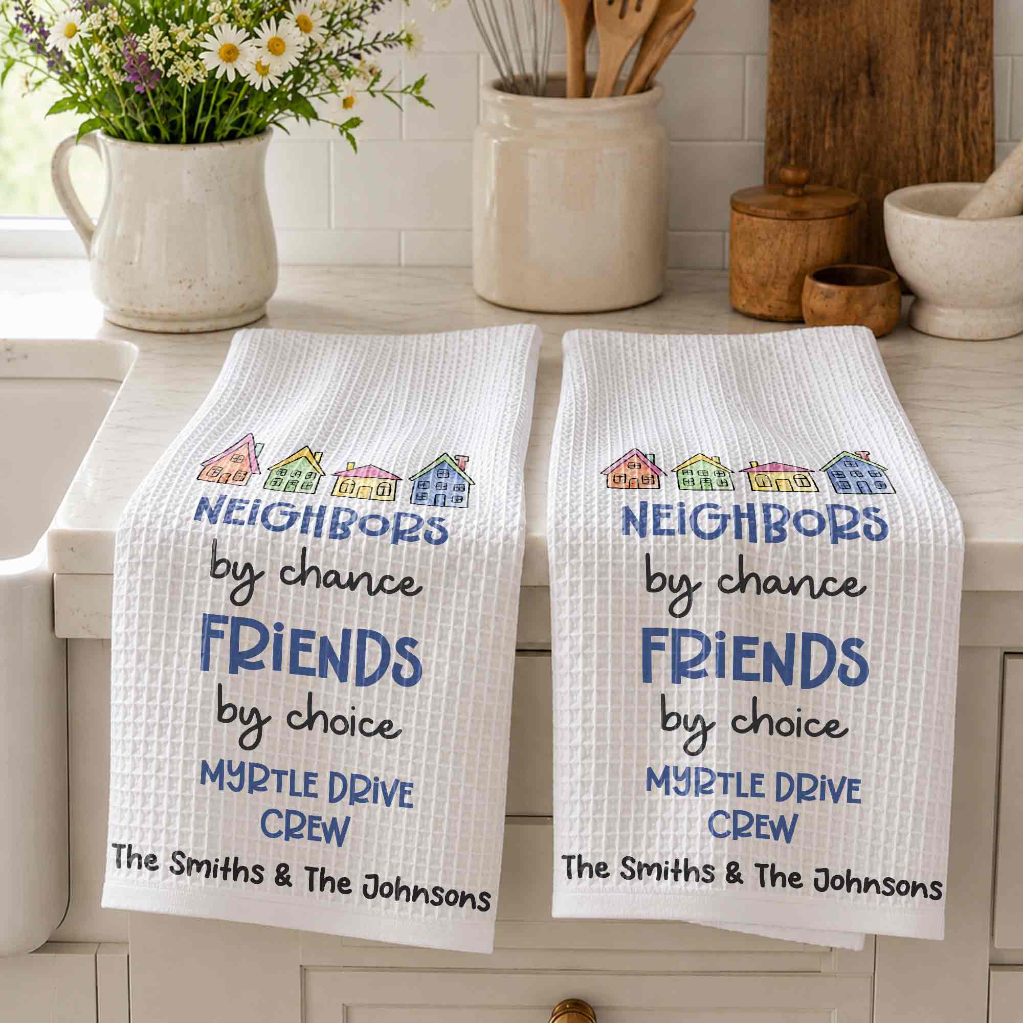 Personalized Kitchen Towel Custom Name Gift for Neighbors Kitchen Towel GradoCreations