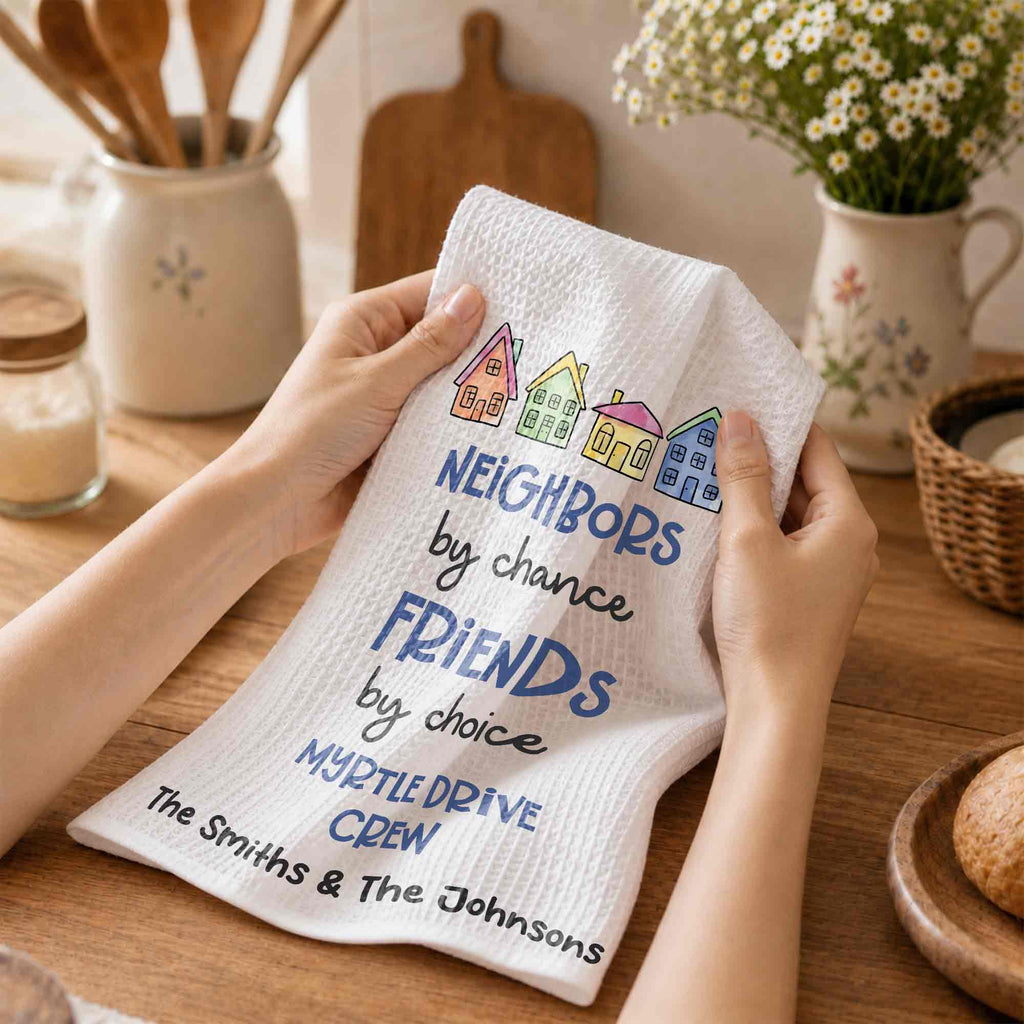 Personalized Kitchen Towel Custom Name Gift for Neighbors Kitchen Towel GradoCreations