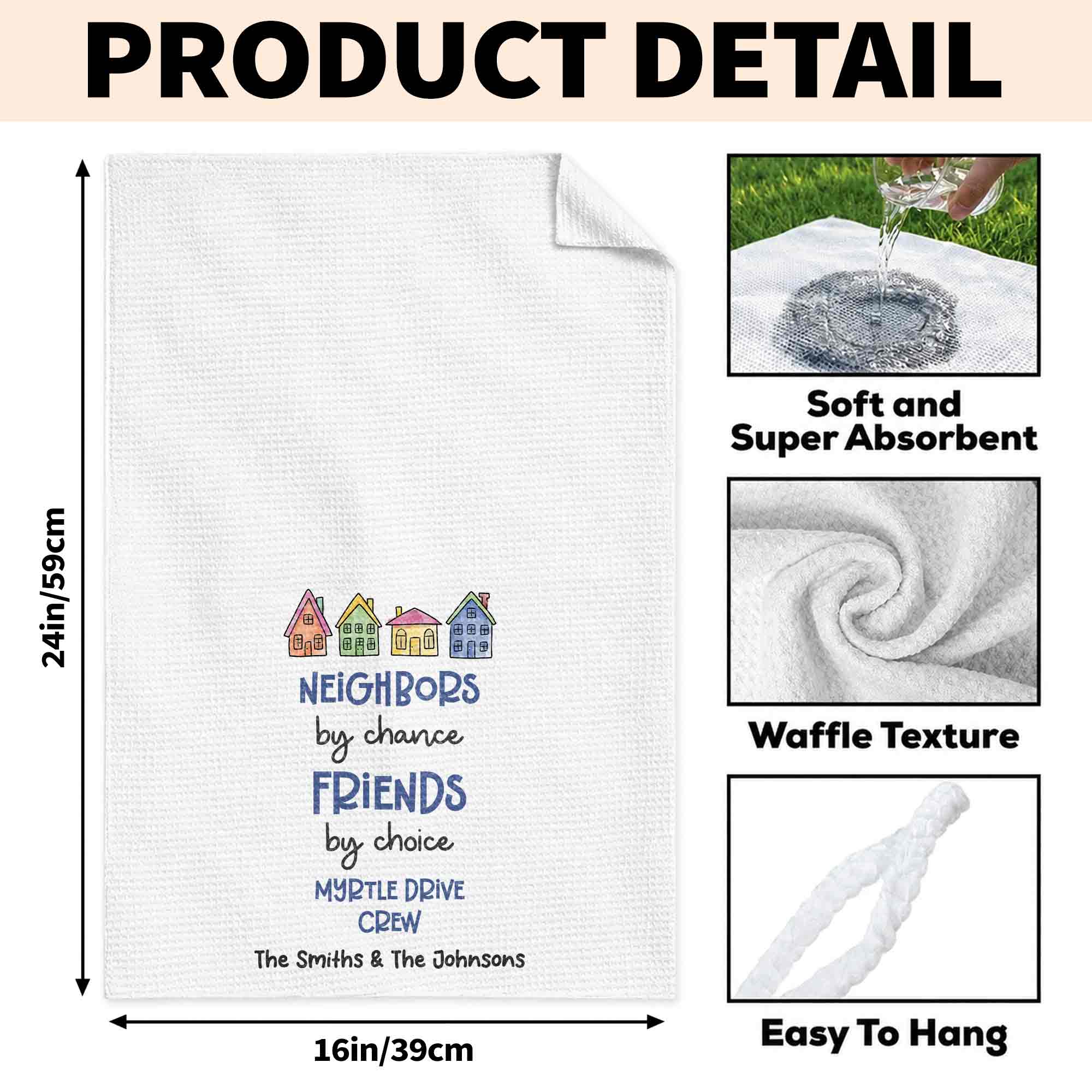 Personalized Kitchen Towel Custom Name Gift for Neighbors Kitchen Towel GradoCreations