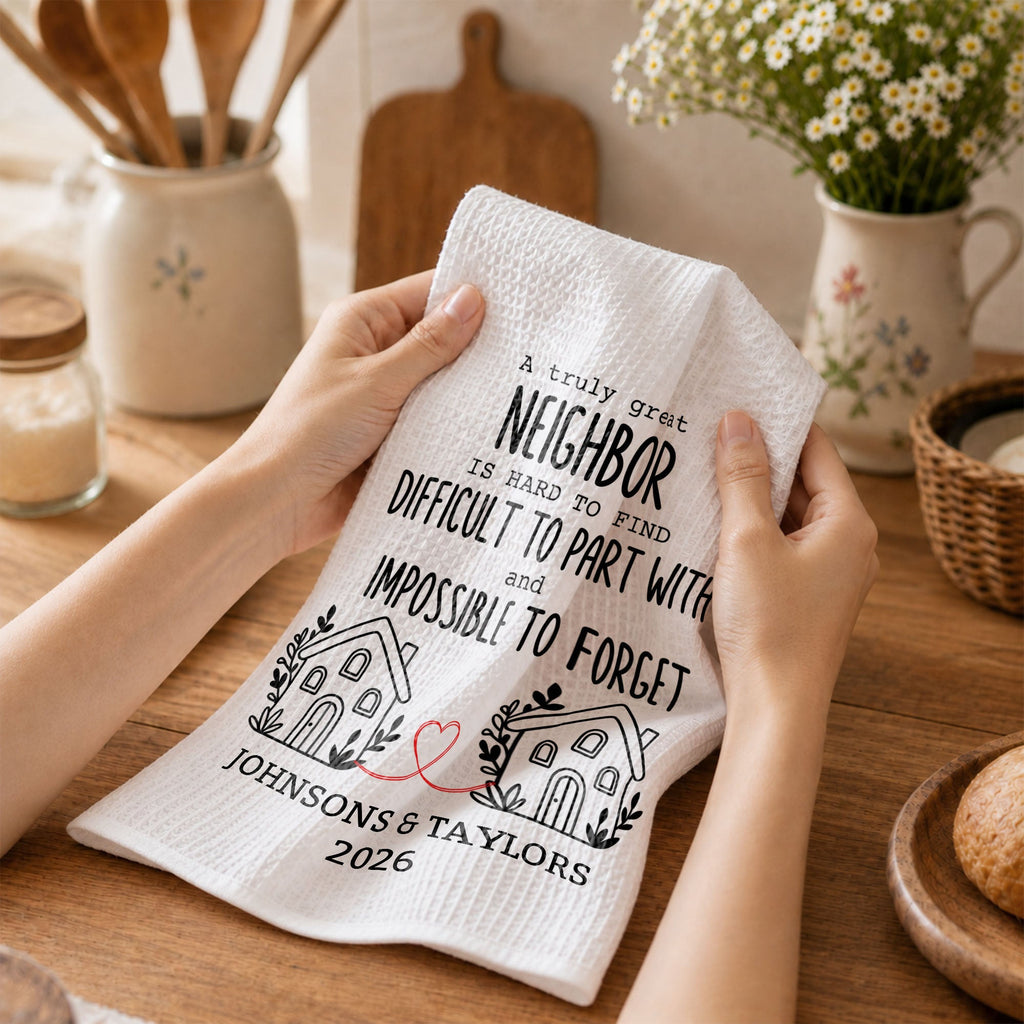 Personalized Kitchen Towel Custom Gift for Neighbors & Friends Kitchen Towel GradoCreations