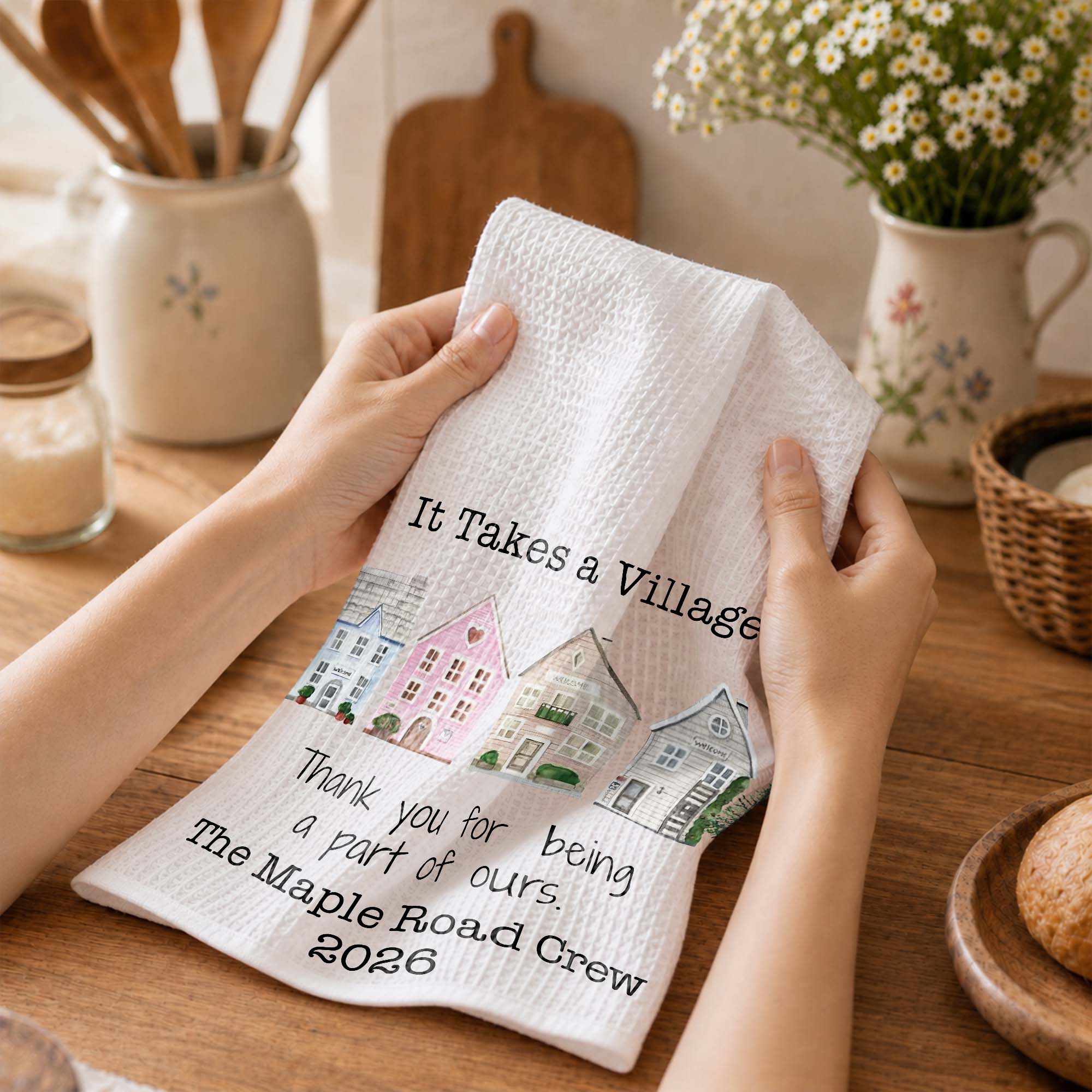 Personalized Thank You Neighbor Kitchen Towel Custom Gift Kitchen Towel GradoCreations