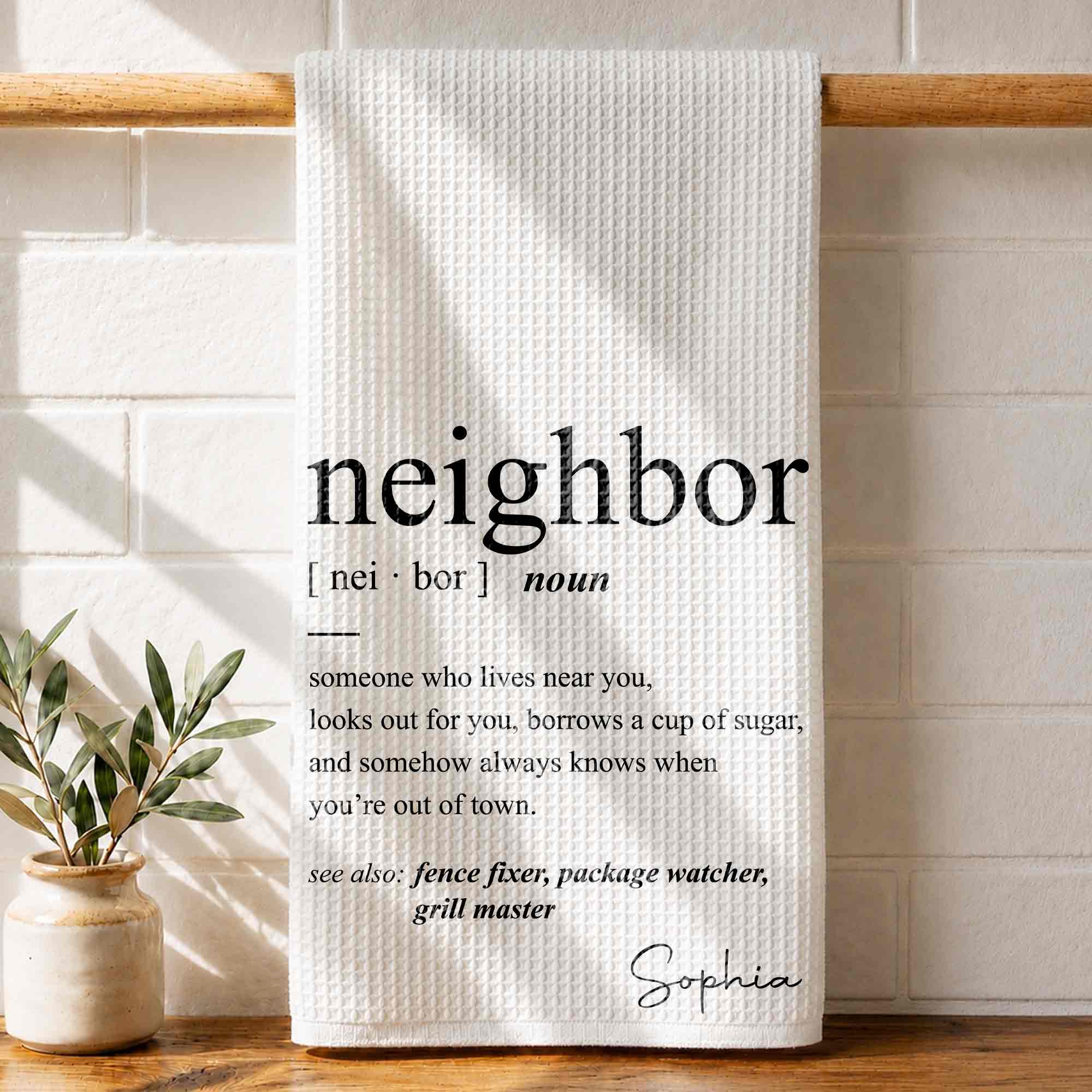 Personalized Kitchen Towel Custom Gift for Neighbors Home Decor Kitchen Towel GradoCreations