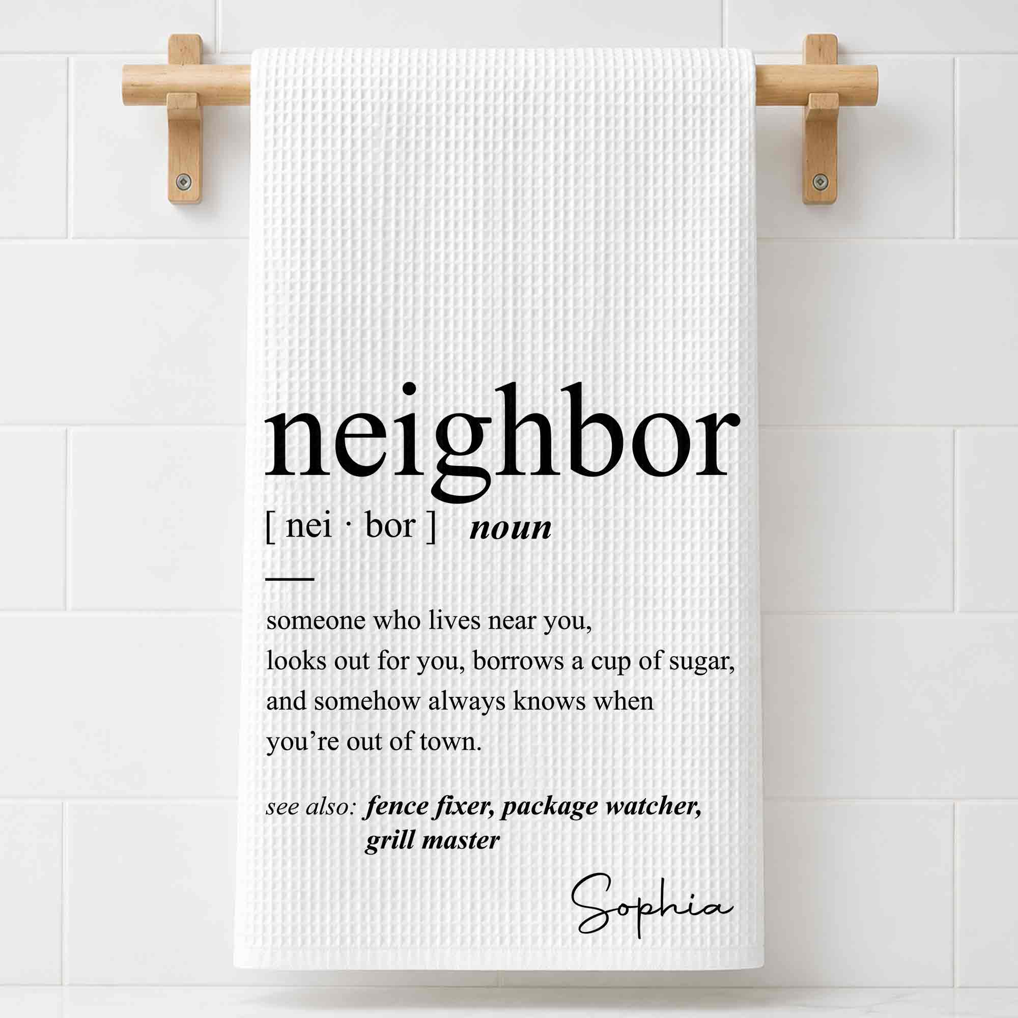 Personalized Kitchen Towel Custom Gift for Neighbors Home Decor Kitchen Towel GradoCreations
