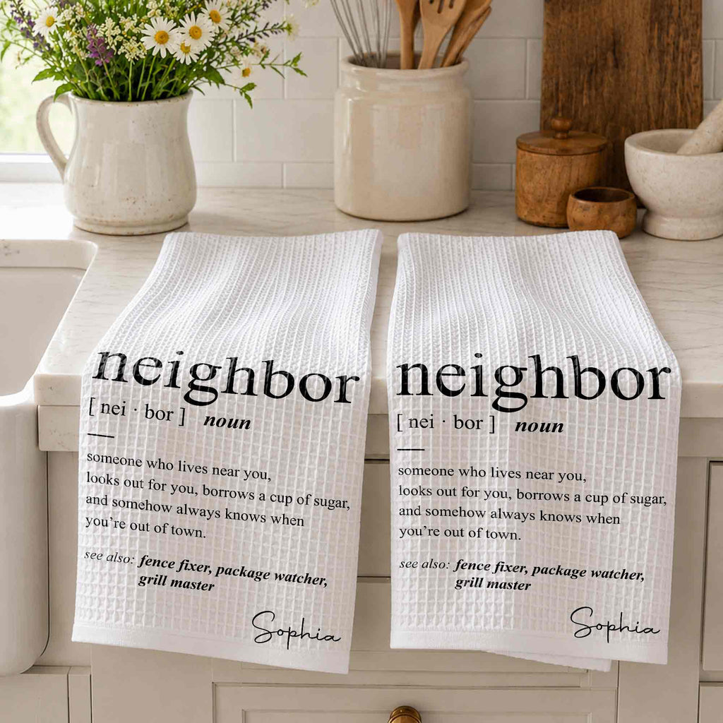 Personalized Kitchen Towel Custom Gift for Neighbors Home Decor Kitchen Towel GradoCreations