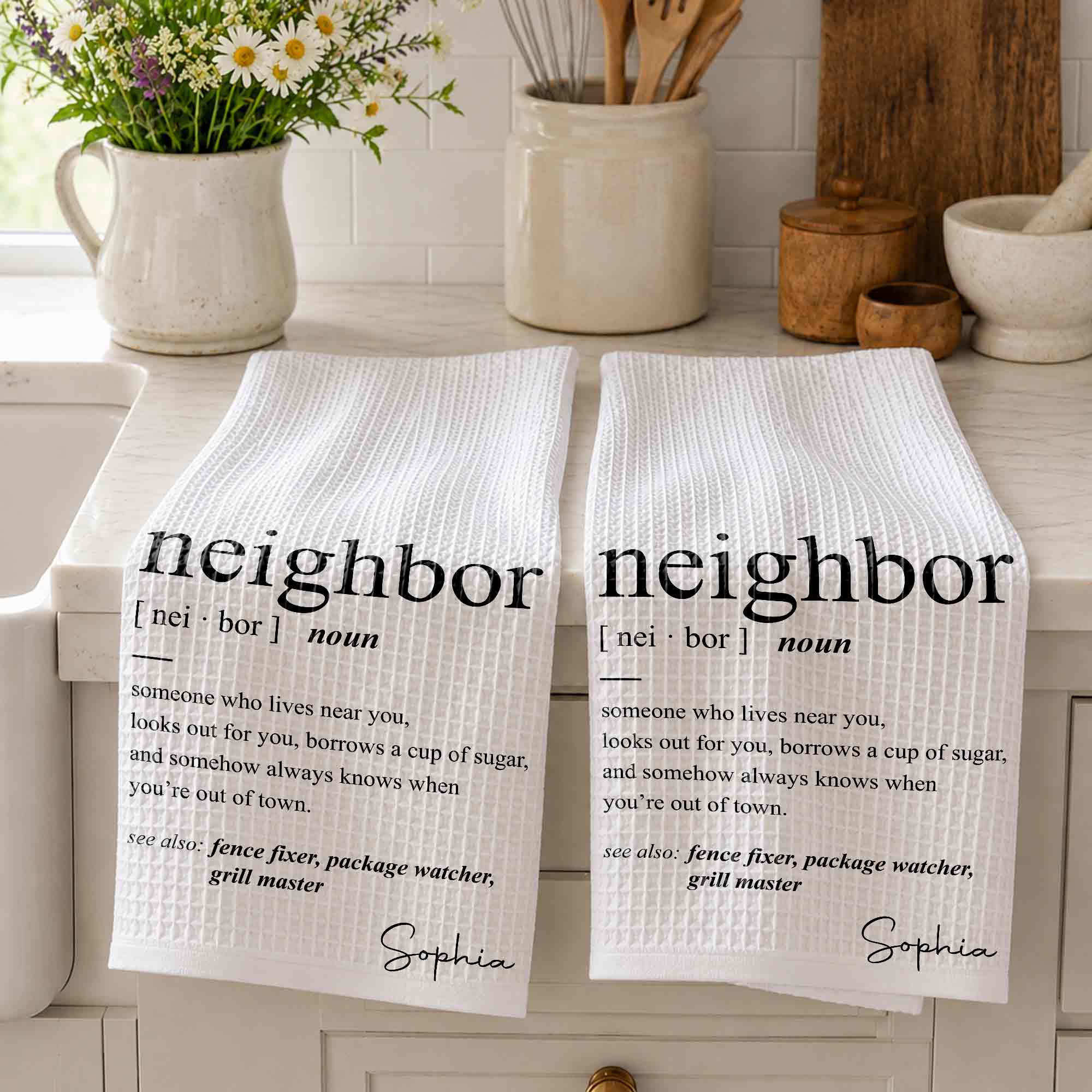 Personalized Kitchen Towel Custom Gift for Neighbors Home Decor Kitchen Towel GradoCreations