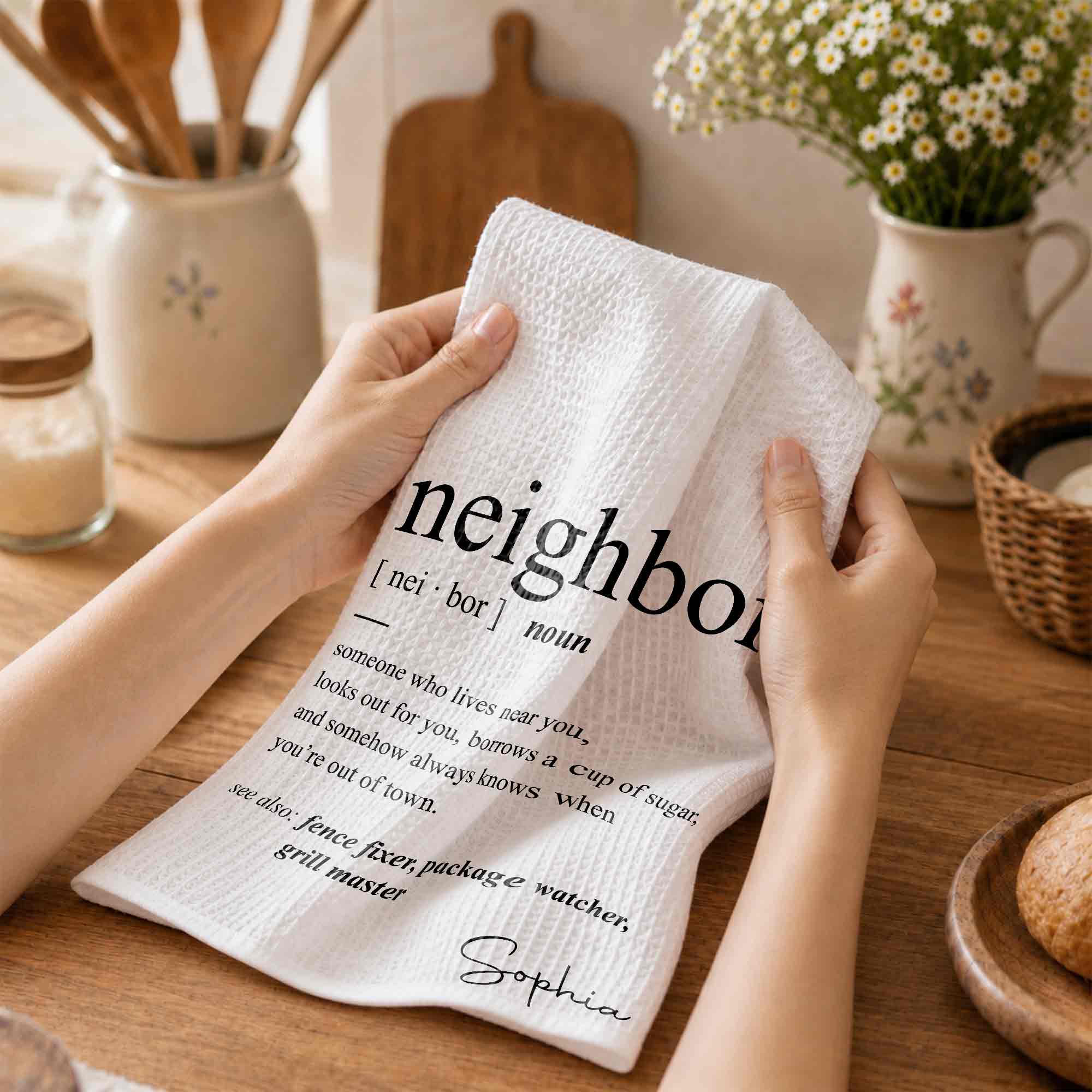 Personalized Kitchen Towel Custom Gift for Neighbors Home Decor Kitchen Towel GradoCreations