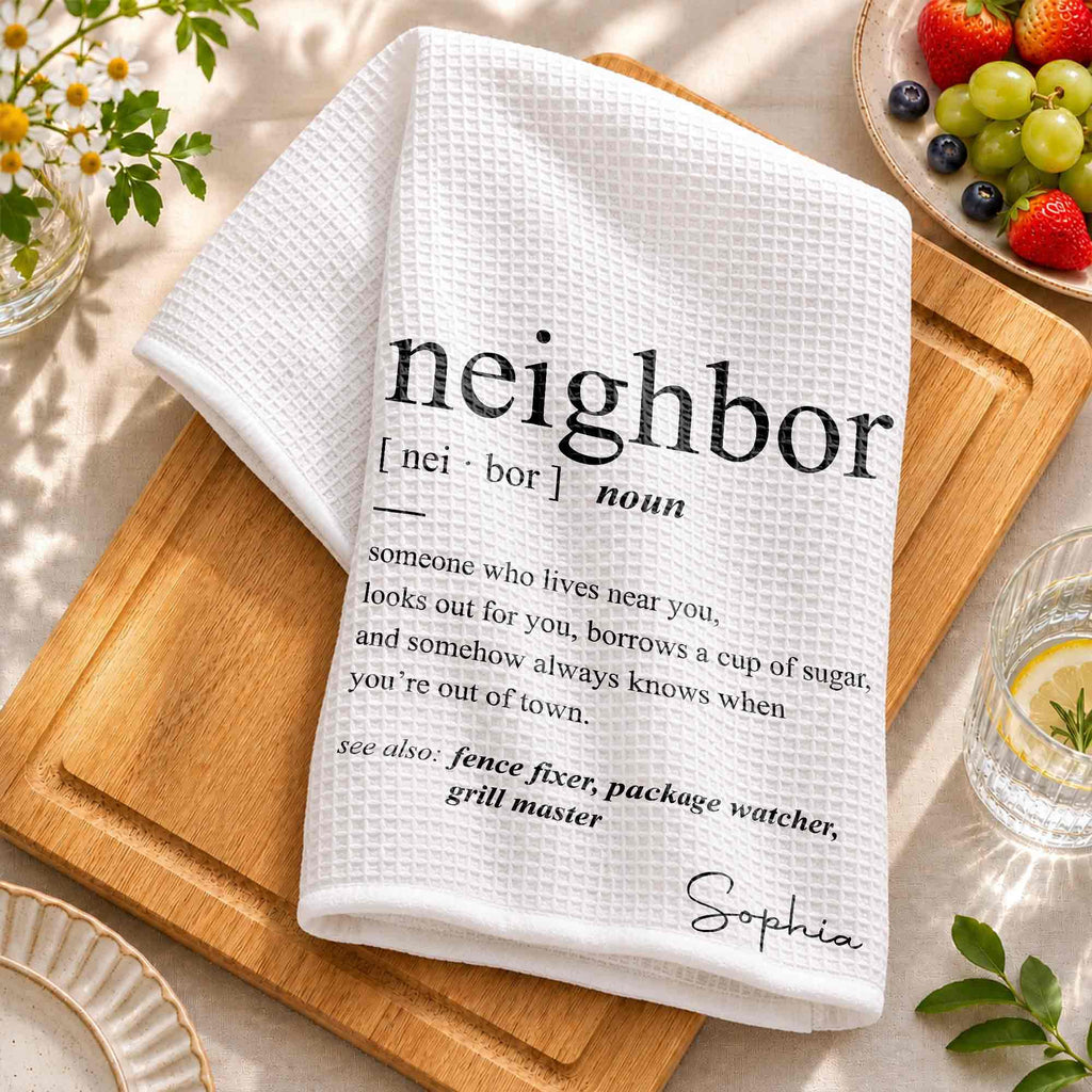 Personalized Kitchen Towel Custom Gift for Neighbors Home Decor Kitchen Towel GradoCreations