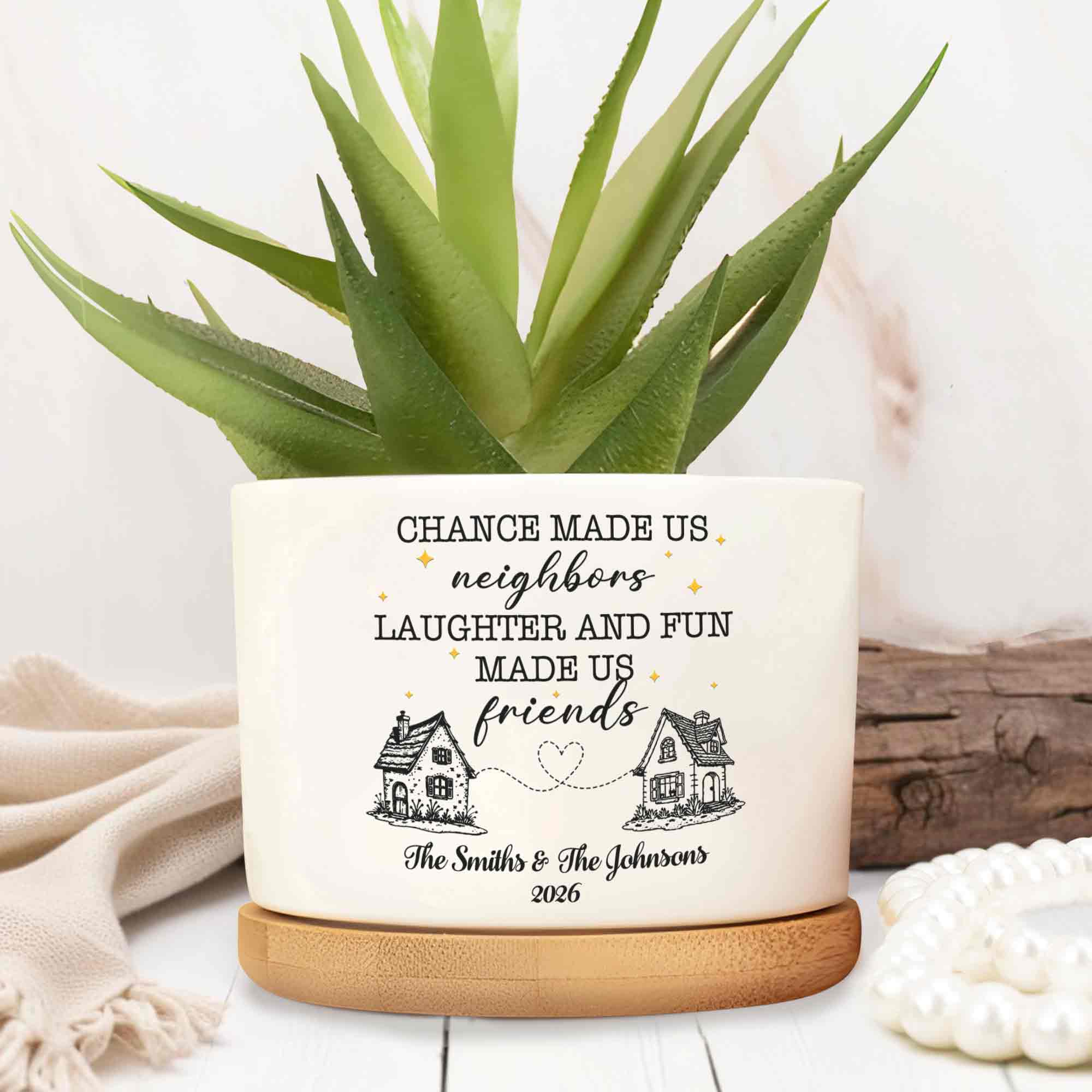 Personalized Ceramic Plant Pot Custom Message Gift for Neighbors Ceramic Plant Pot GradoCreations