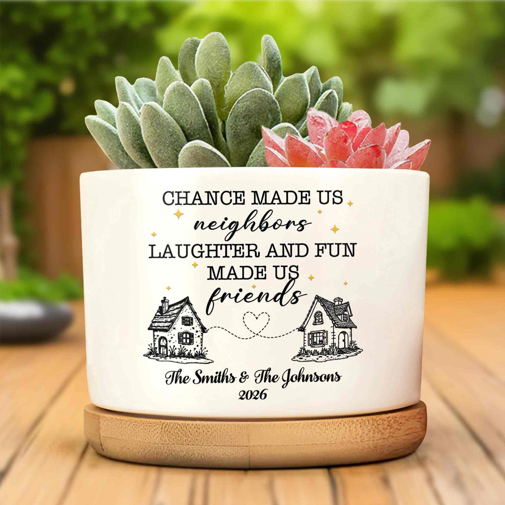 Personalized Ceramic Plant Pot Custom Message Gift for Neighbors Ceramic Plant Pot GradoCreations